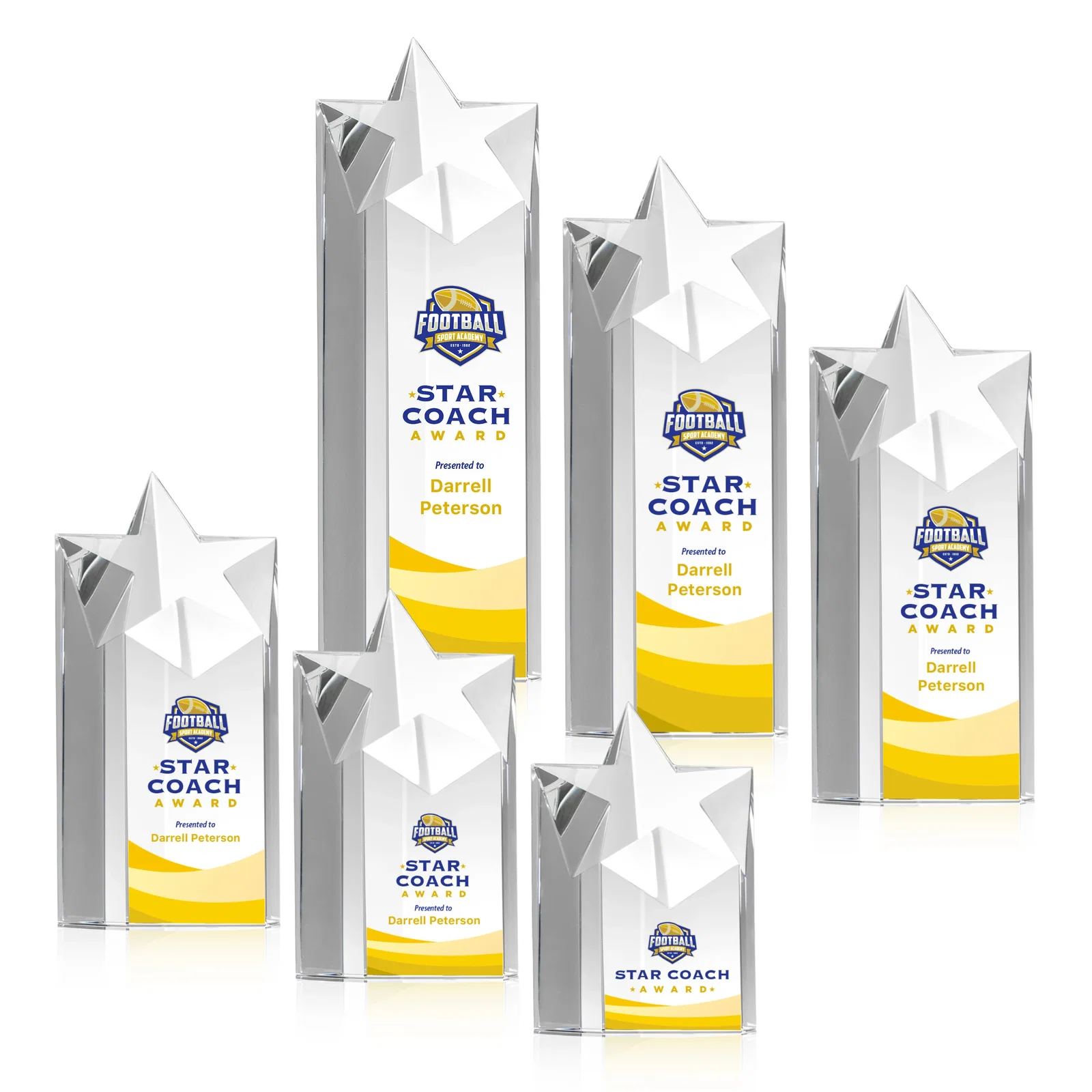 Custom Optical Crystal Star Pillar Award - Berkeley for safety achievement programs