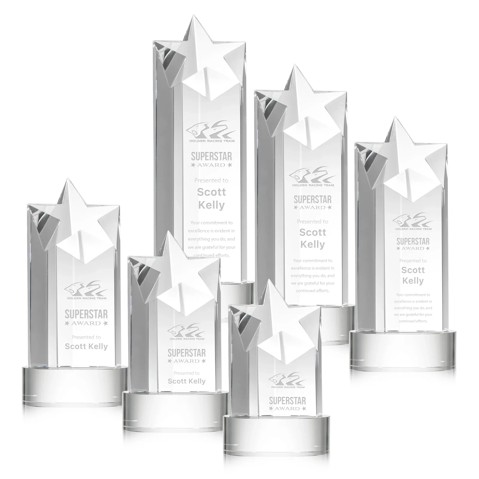 Custom Optical Crystal Star Tower Award for employee recognition