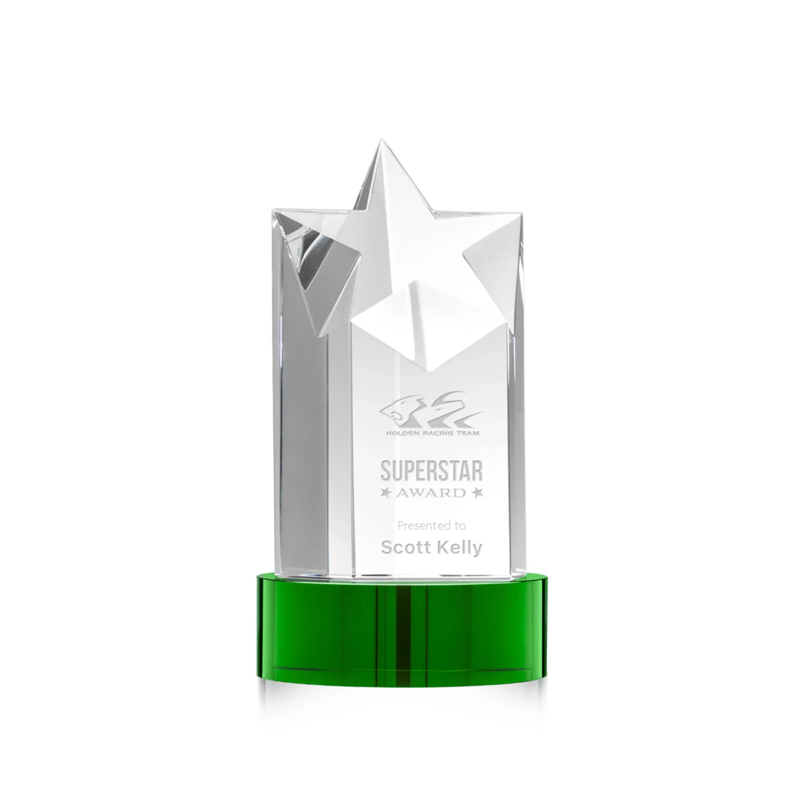 Custom Optical Crystal Star Tower Award for dealer and partner awards