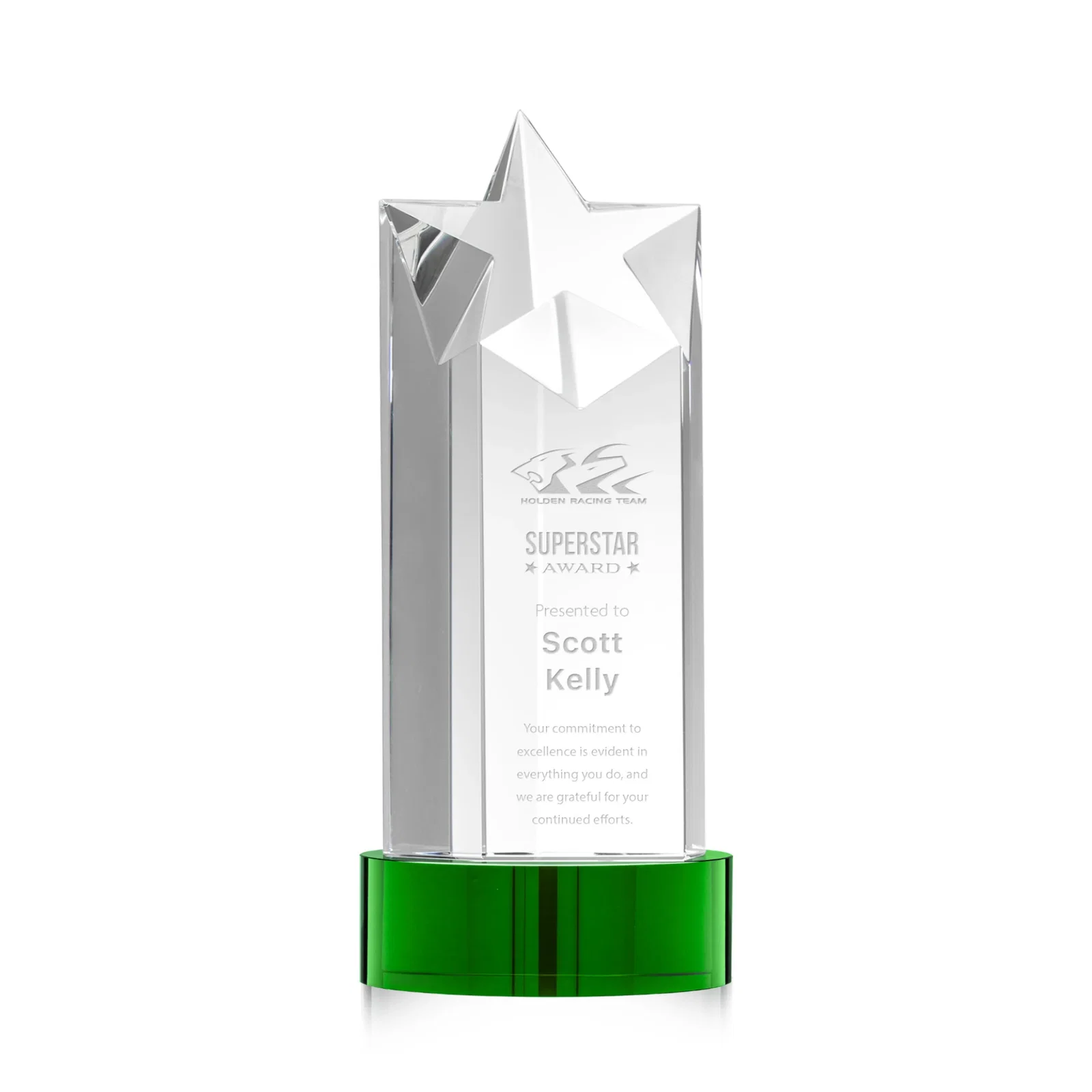 Personalized Optical Crystal Star Tower Award for employee recognition