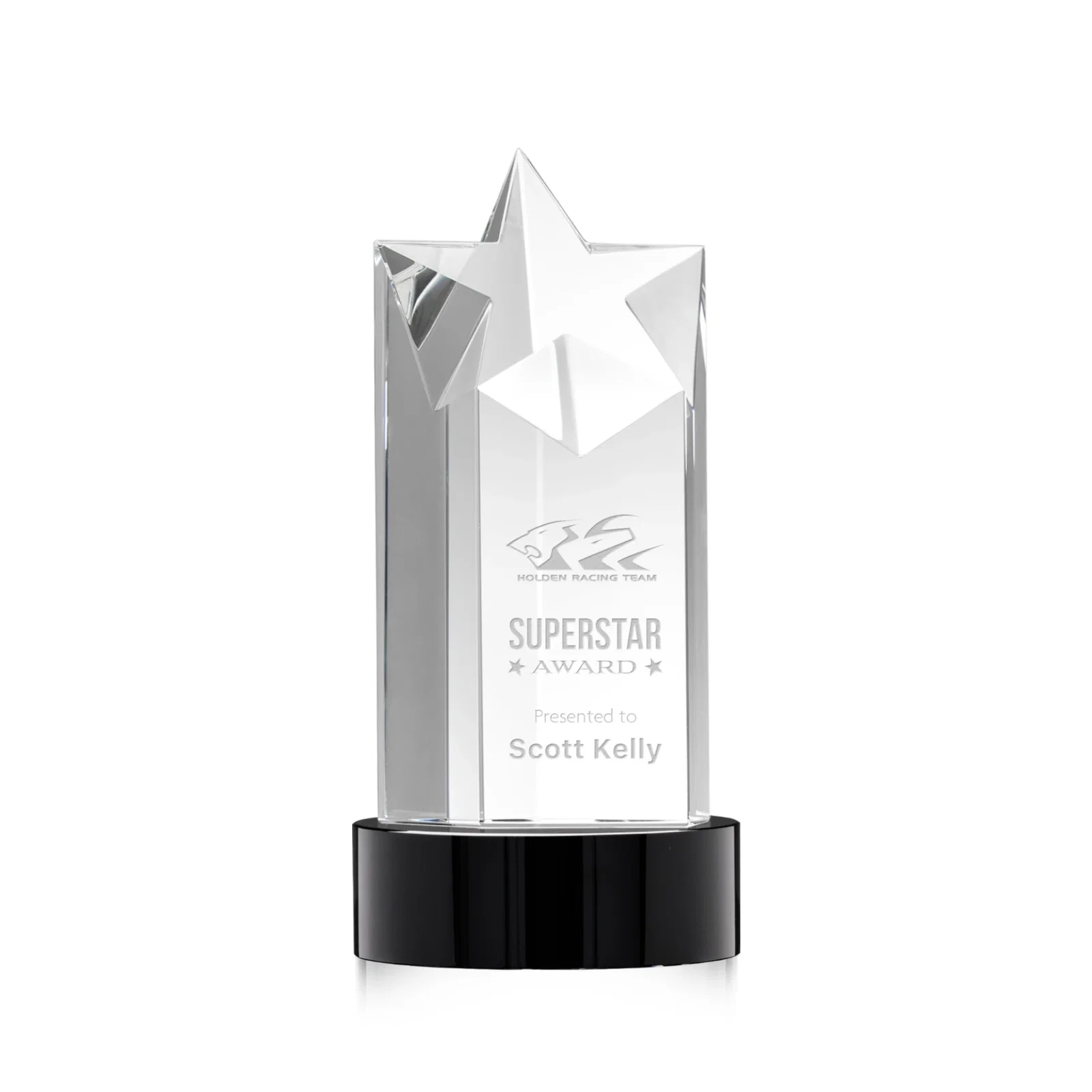 Personalized Optical Crystal Star Tower Award for donor appreciation