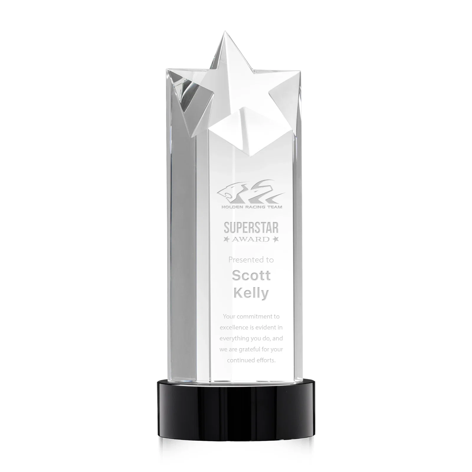 Personalized Optical Crystal Star Tower Award for safety achievement programs