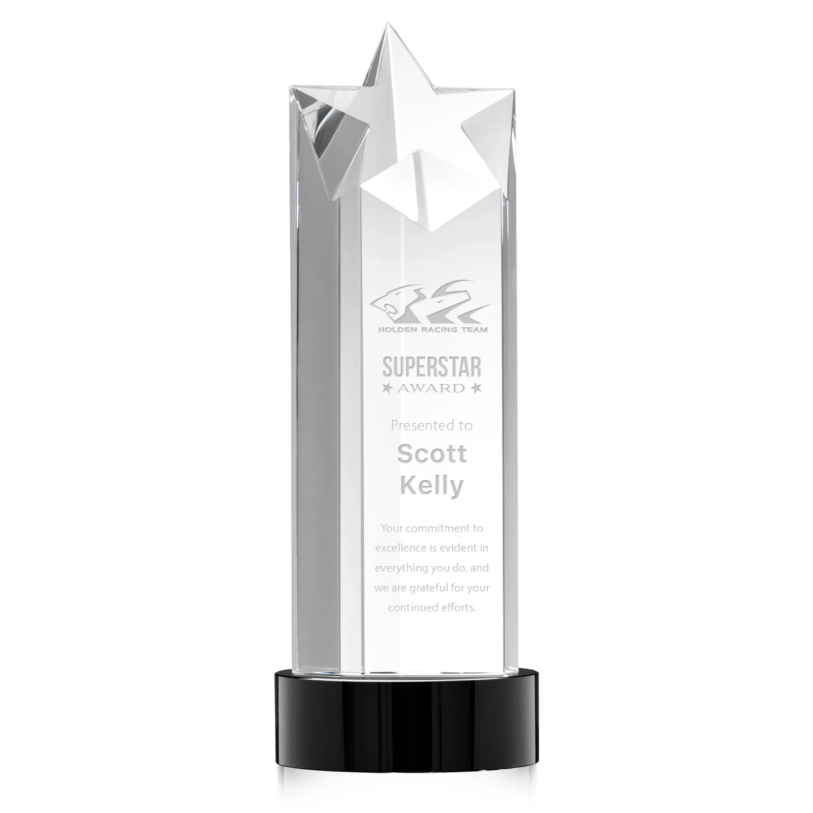 Personalized Optical Crystal Star Tower Award for volunteer appreciation
