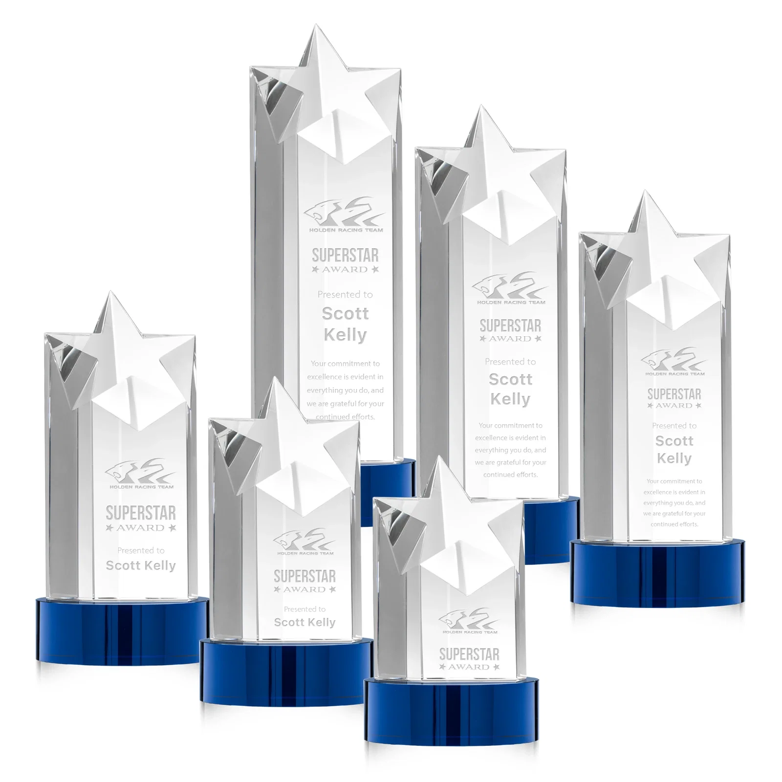 Personalized Optical Crystal Star Tower Award for dealer and partner awards