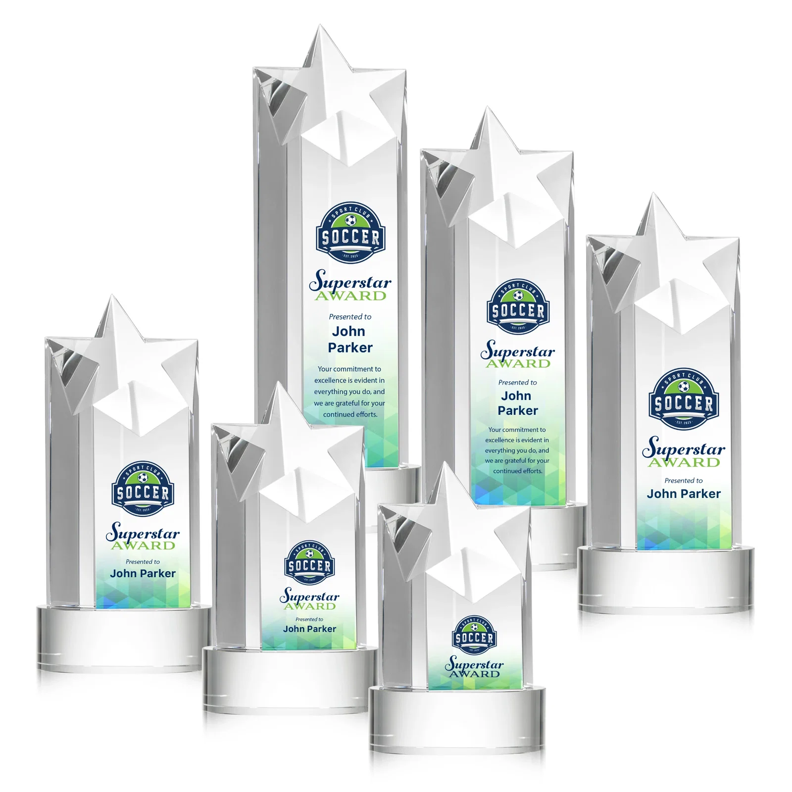 Promotional Optical Crystal Star Tower Award for team milestone celebrations