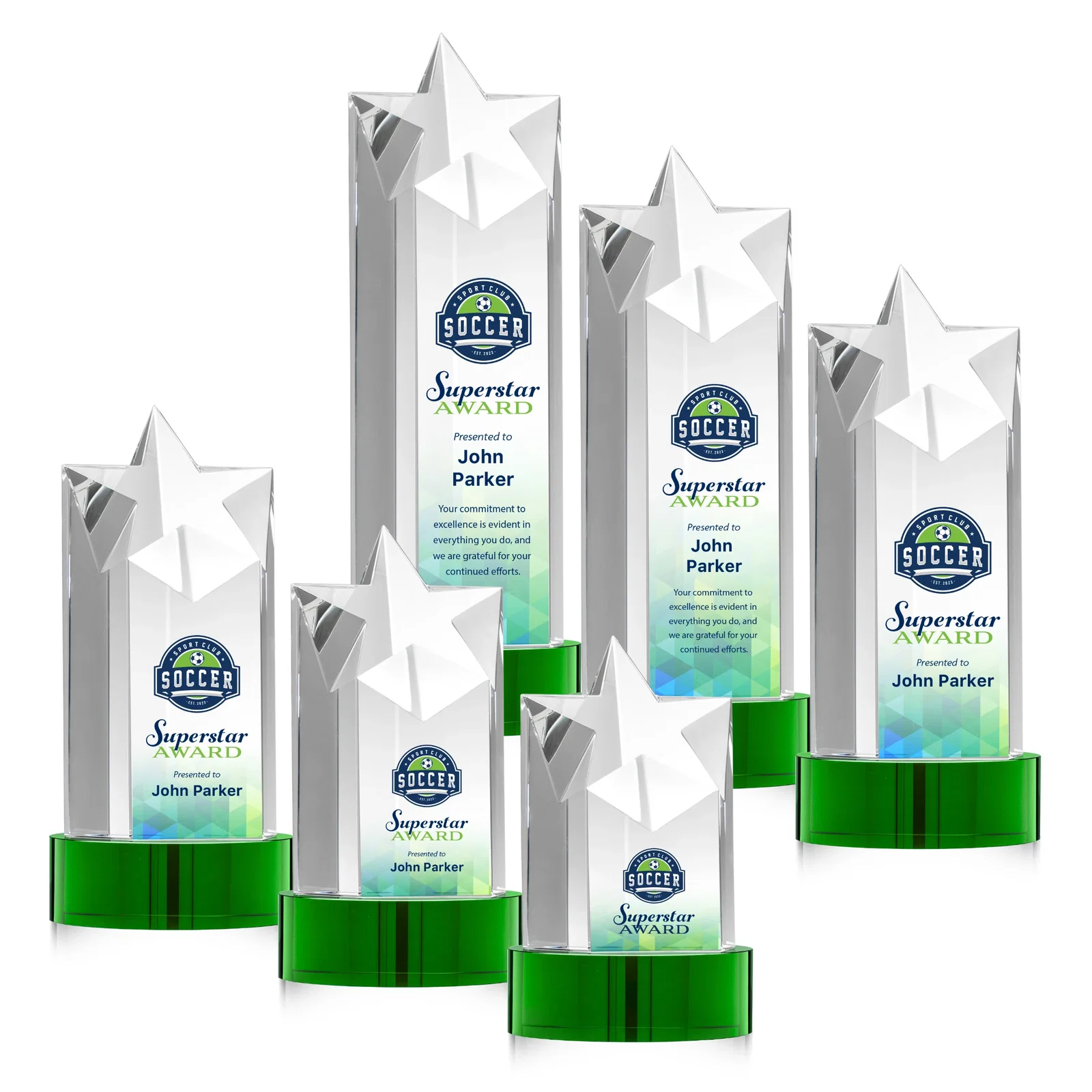 Branded Optical Crystal Star Tower Award for employee recognition