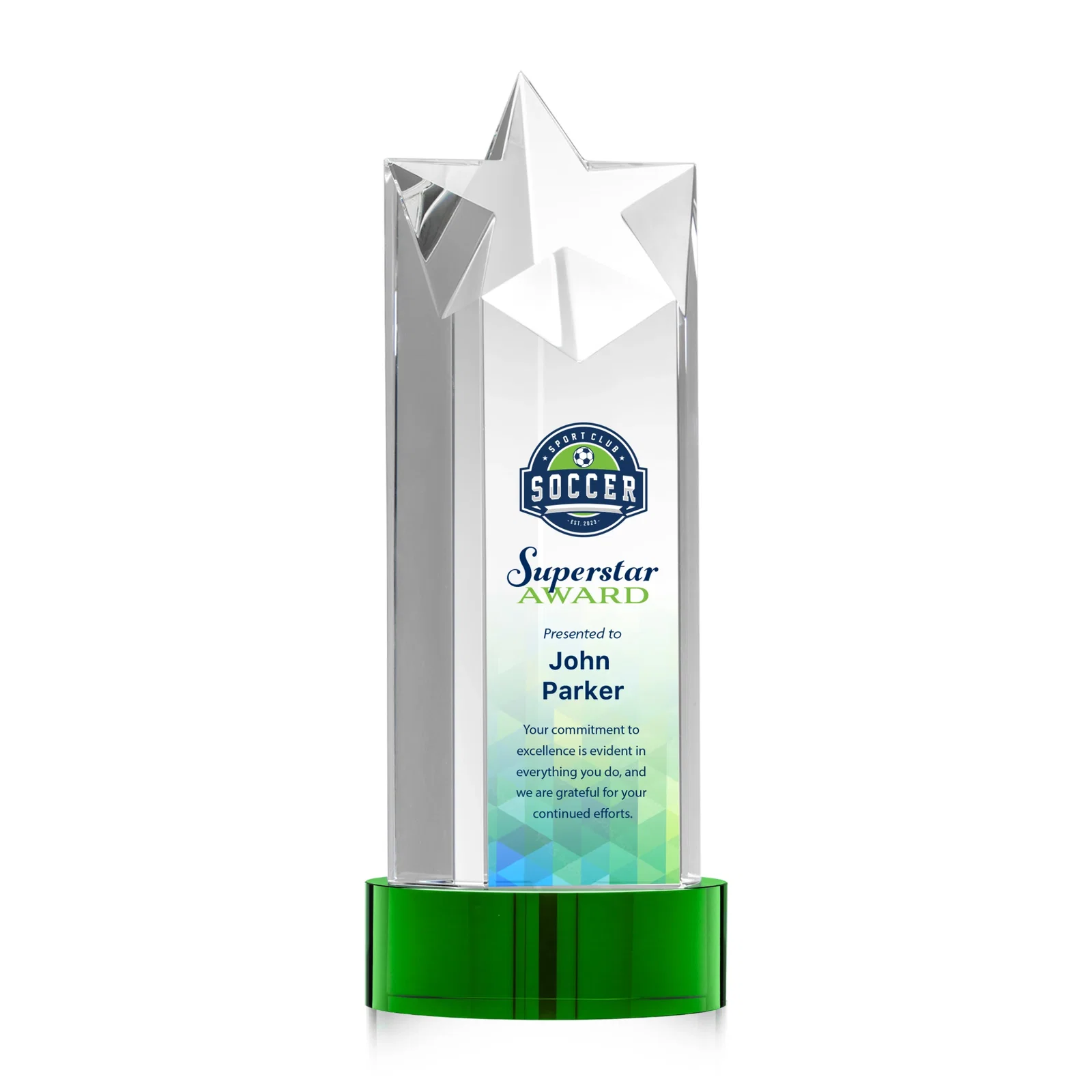 Branded Optical Crystal Star Tower Award for team milestone celebrations