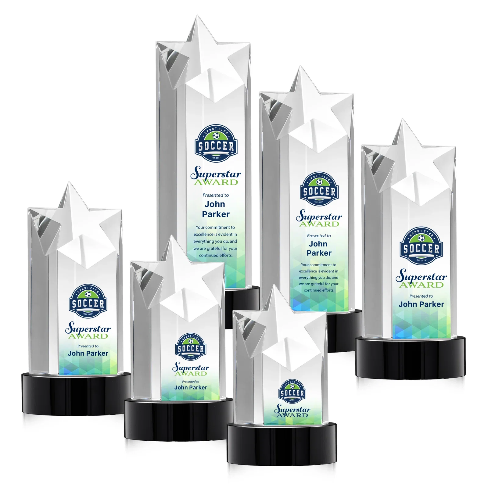 Branded Optical Crystal Star Tower Award for graduation ceremonies
