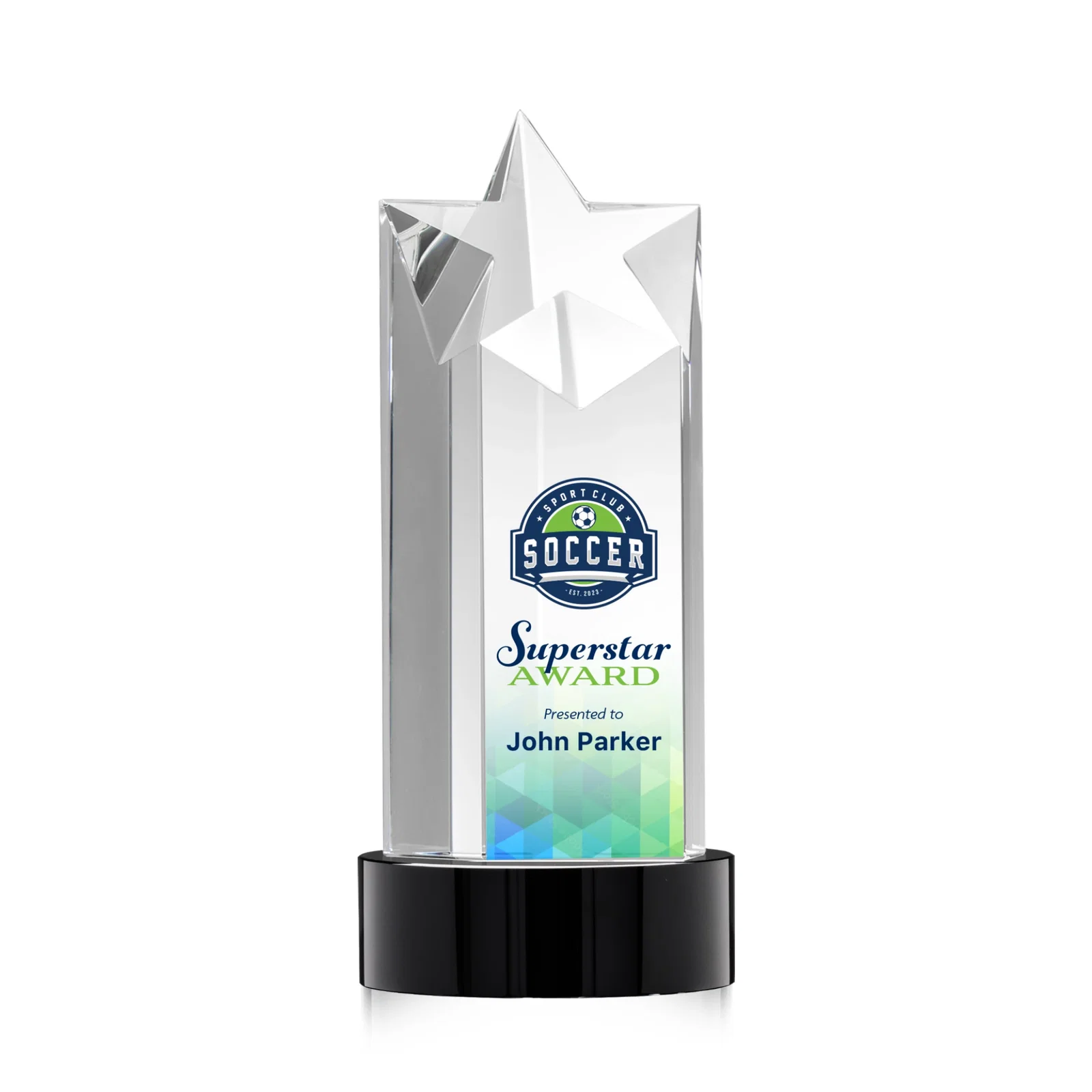 Branded Optical Crystal Star Tower Award for company anniversary events