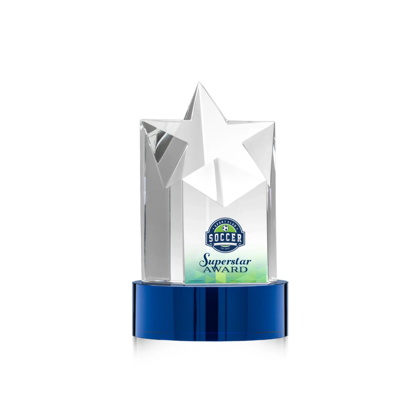 Custom printed Optical Crystal Star Tower Award for sales achievement awards