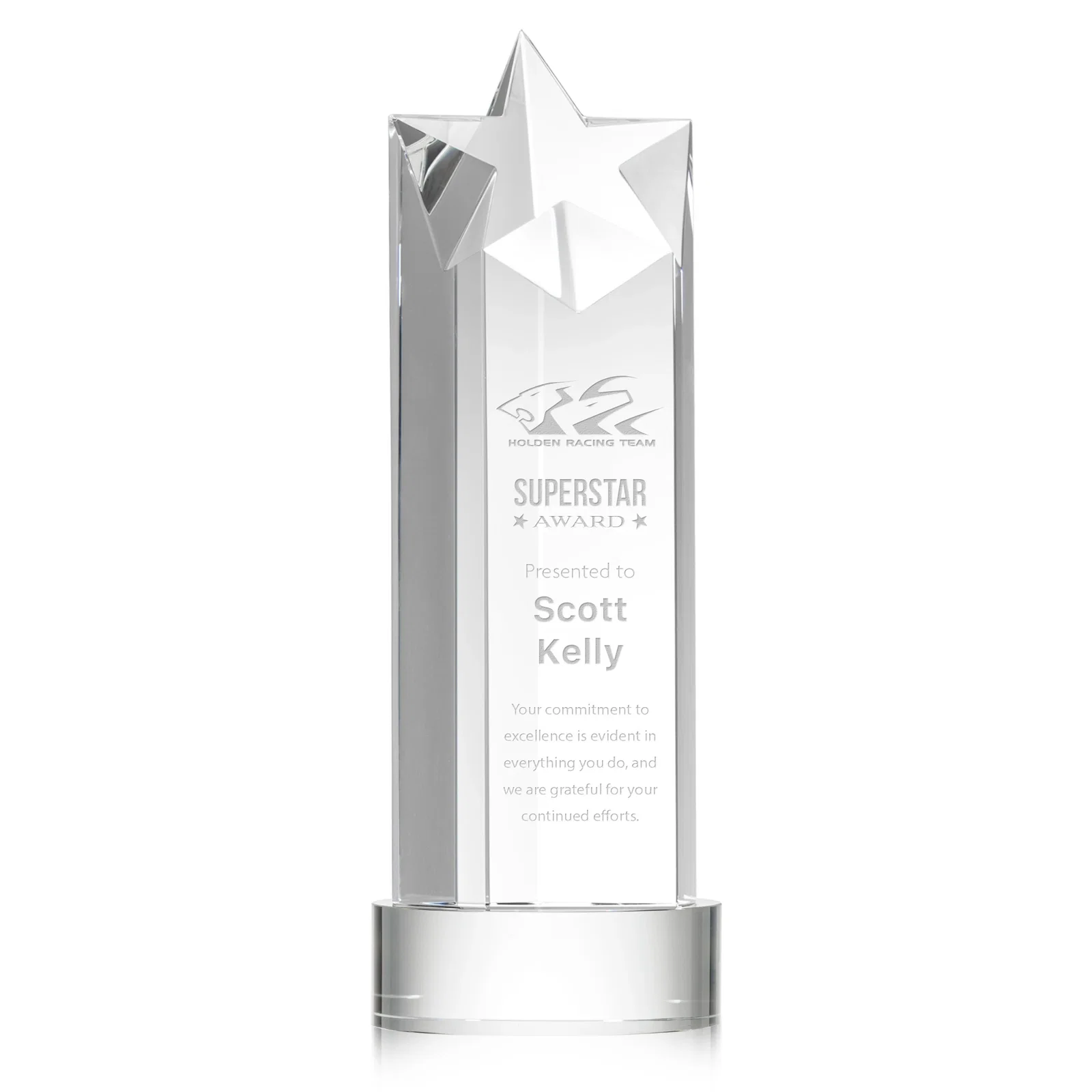 Custom Optical Crystal Star Tower Award for donor appreciation