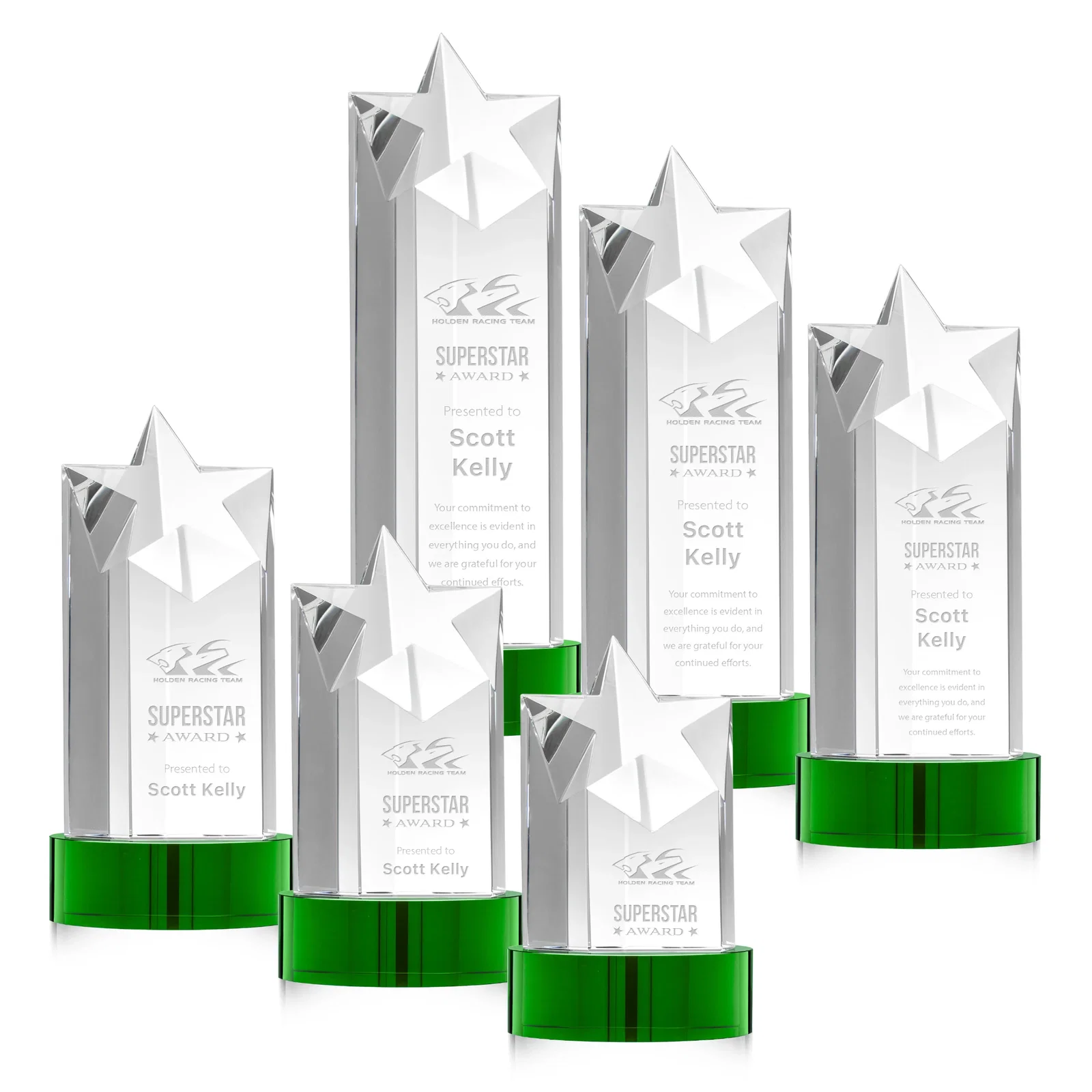 Custom Optical Crystal Star Tower Award for safety achievement programs