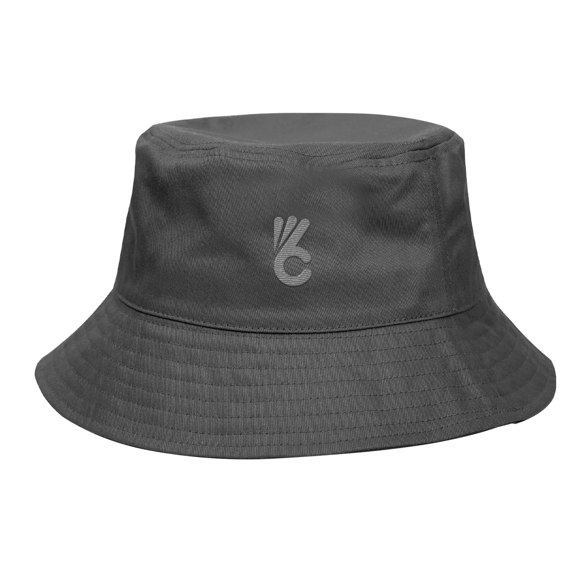 Gray hat photographed from above showing the round crown