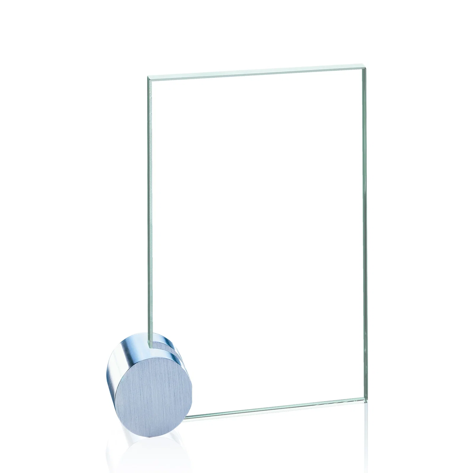 Personalized Jade Glass Rectangle Award on an Aluminum Corner Disk, Etch Only for employee recognition