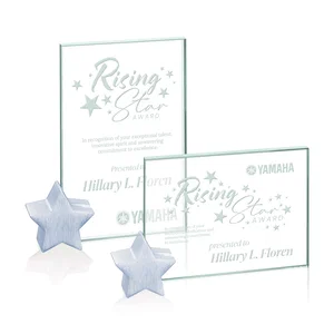 Jade Glass Rectangle Award on an Aluminum Star-Shaped Holder