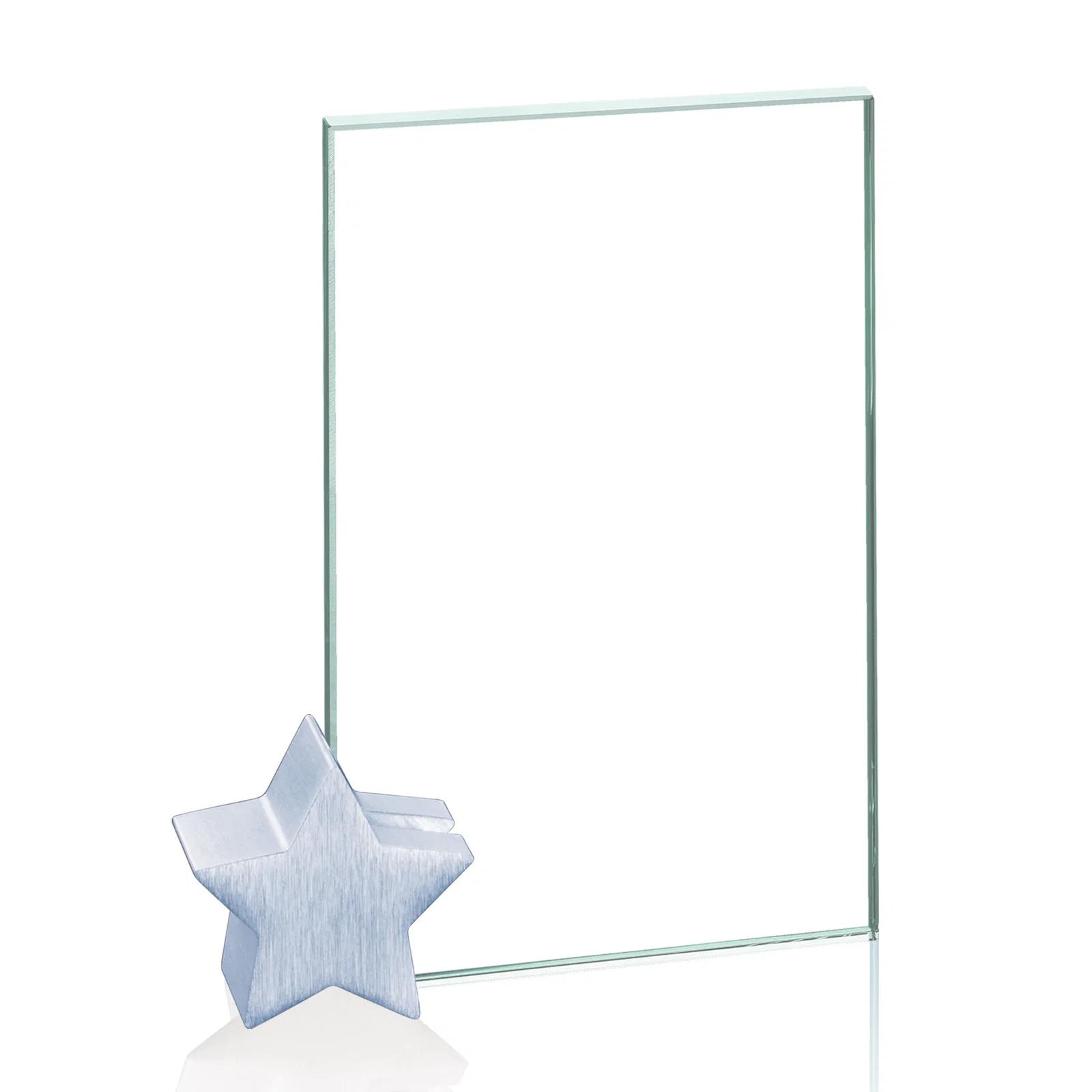 Personalized Jade Glass Rectangle Award on an Aluminum Star-Shaped Holder for sales achievement awards