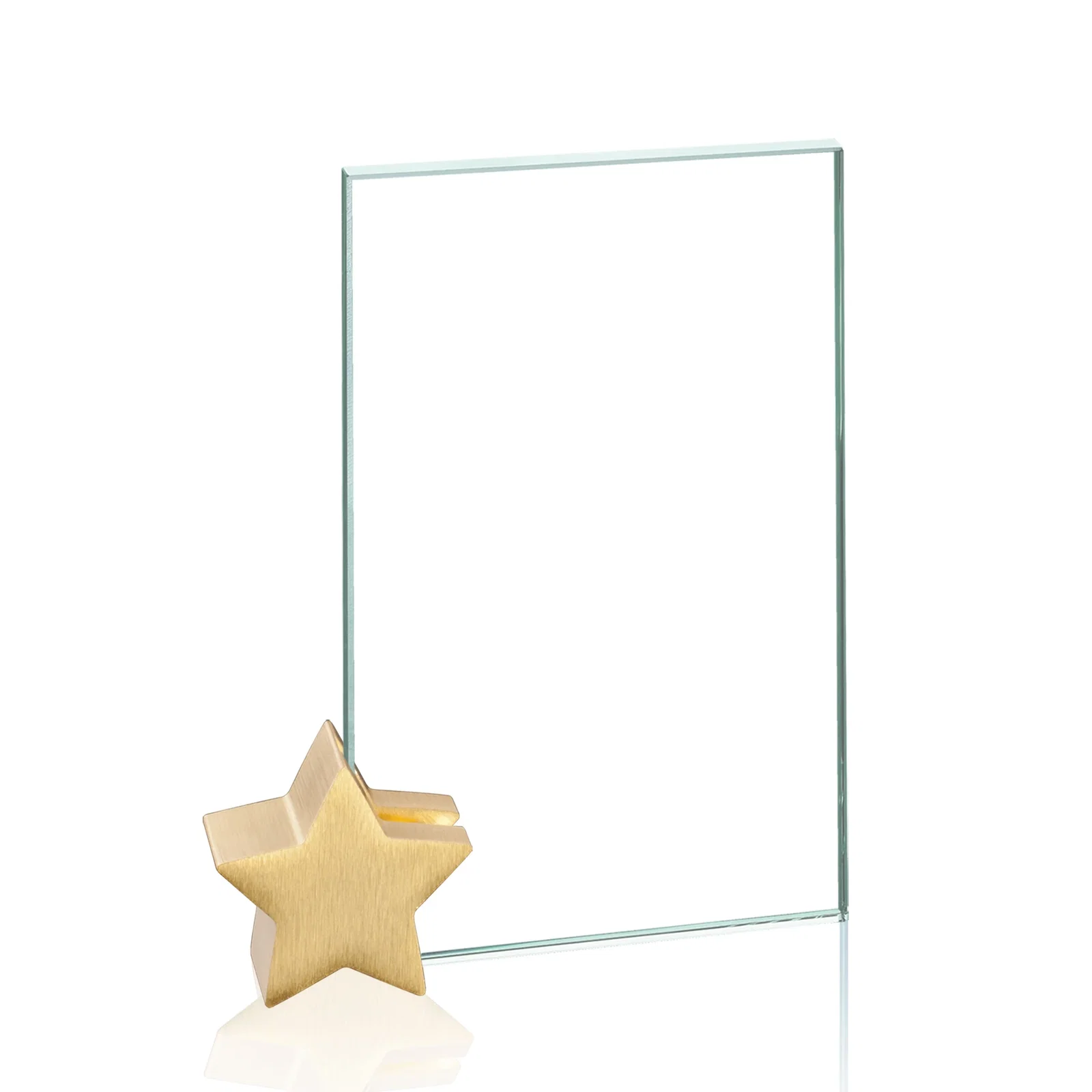 Personalized Jade Glass Rectangle Award on an Aluminum Star-Shaped Holder for retirement presentations