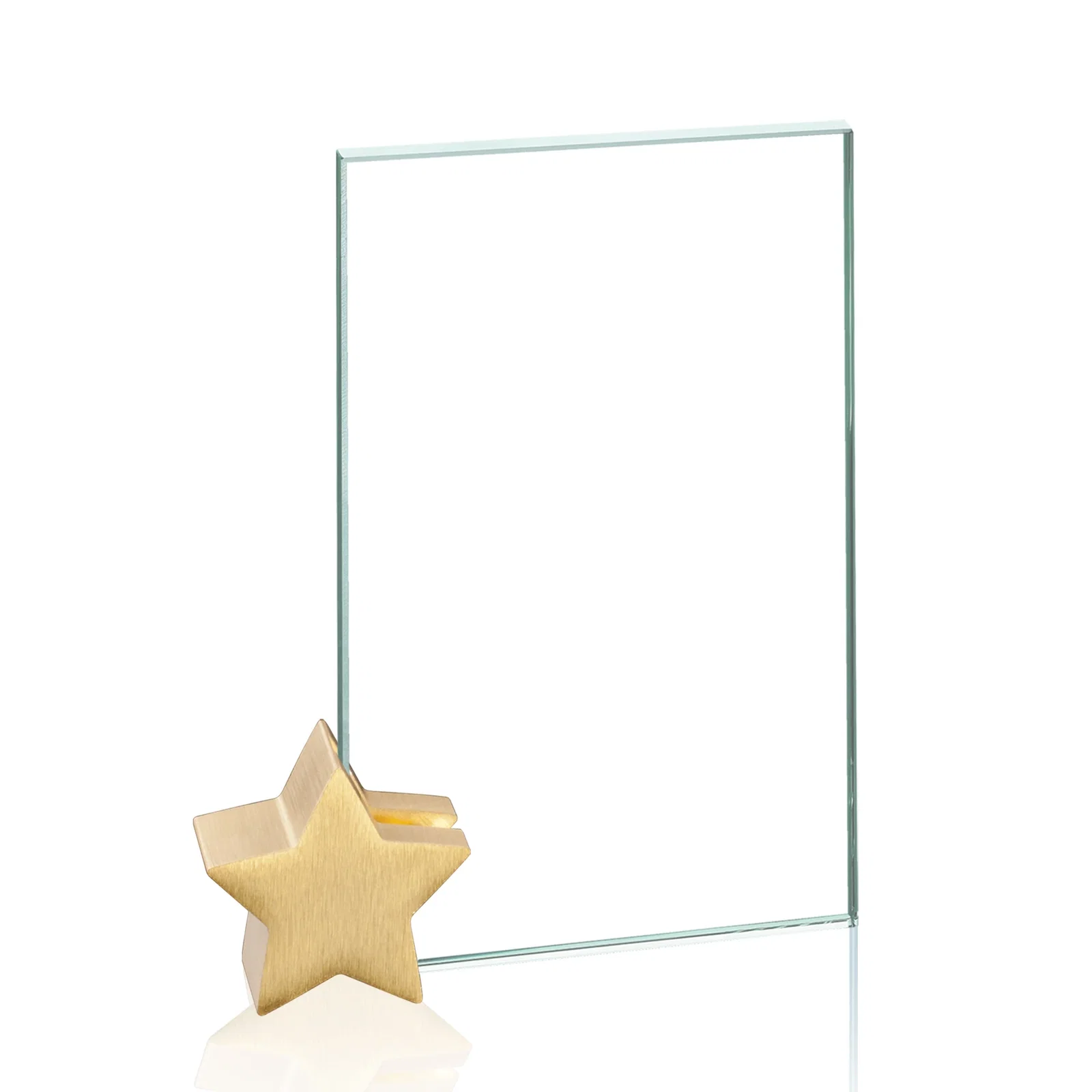 Personalized Jade Glass Rectangle Award on an Aluminum Star-Shaped Holder for team milestone celebrations