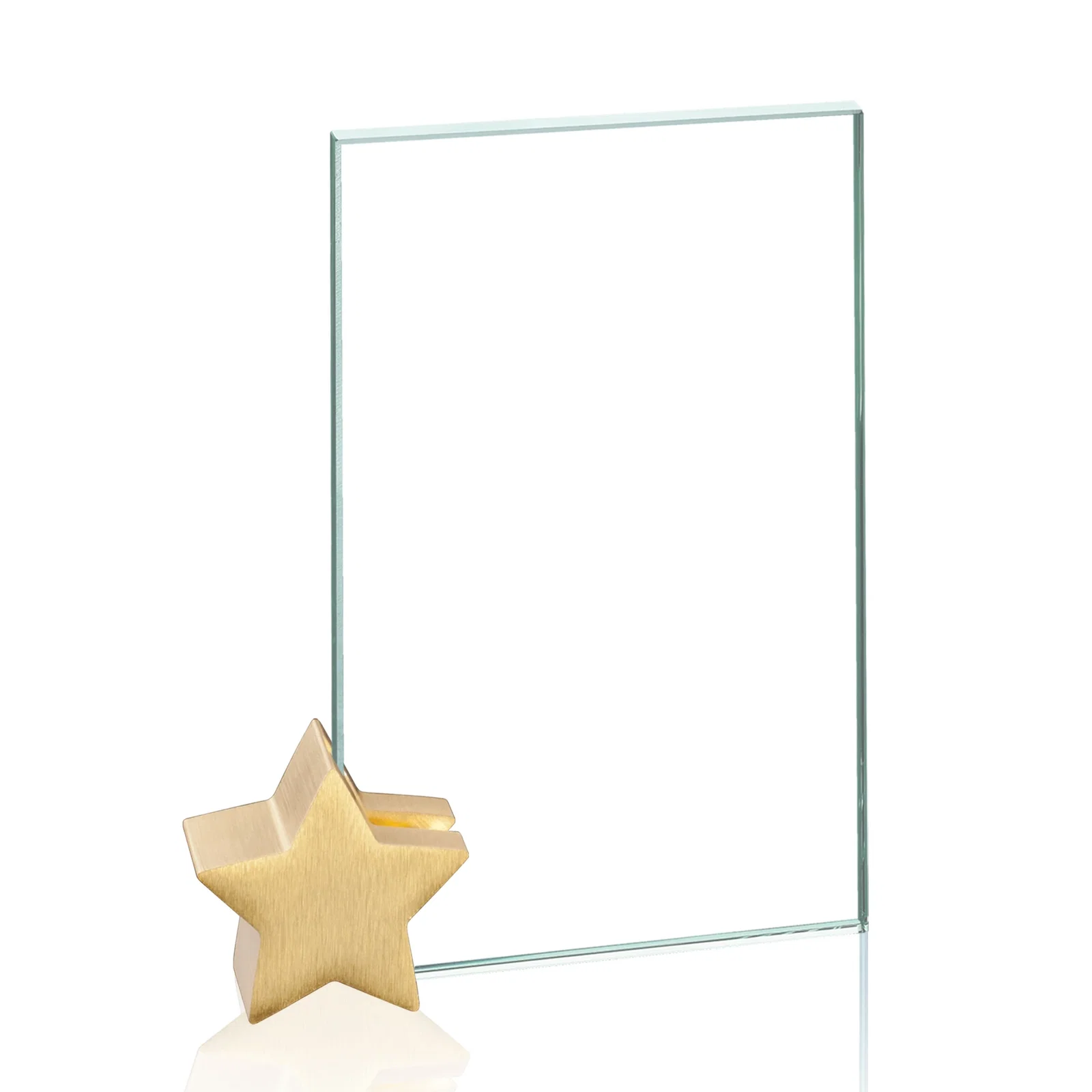 Personalized Jade Glass Rectangle Award on an Aluminum Star-Shaped Holder for donor appreciation