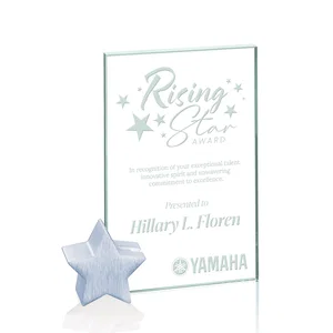Jade Glass Rectangle Award on an Aluminum Star-Shaped Holder