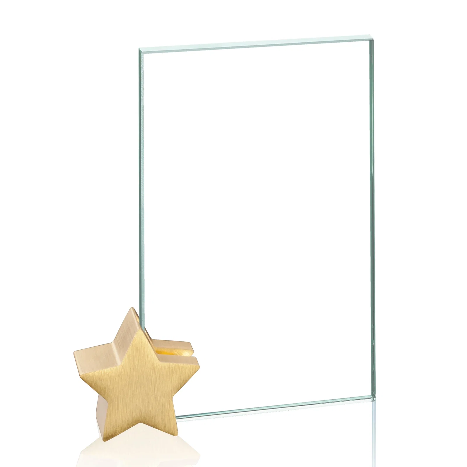 Personalized Jade Glass Rectangle Award on an Aluminum Star-Shaped Holder for graduation ceremonies