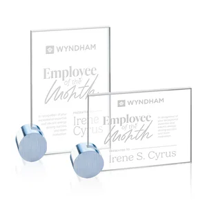 Starfire Crystal Rectangle Award on Aluminum Corner Disk