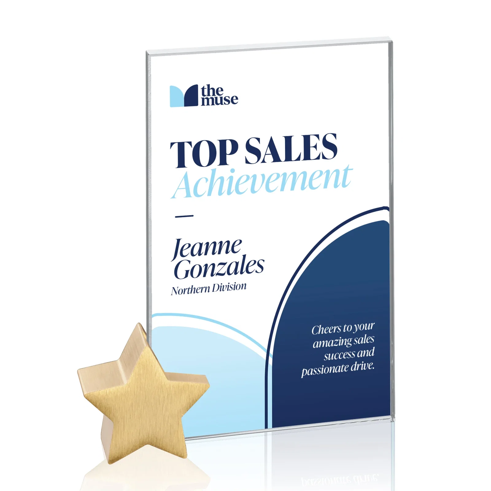 Personalized Starfire Crystal Rectangle Award on Aluminum Star Holder for dealer and partner awards