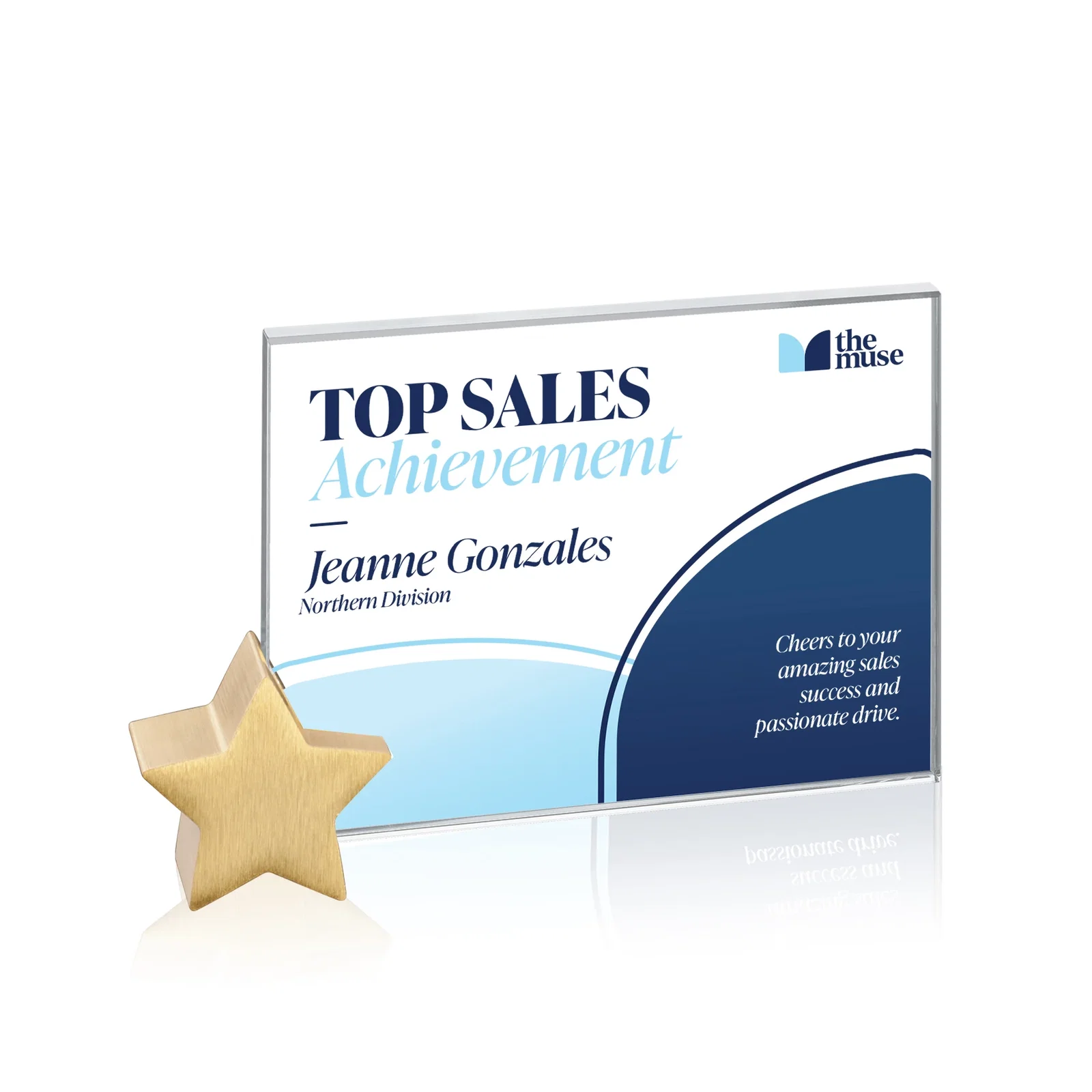 Personalized Starfire Crystal Rectangle Award on Aluminum Star Holder for company anniversary events