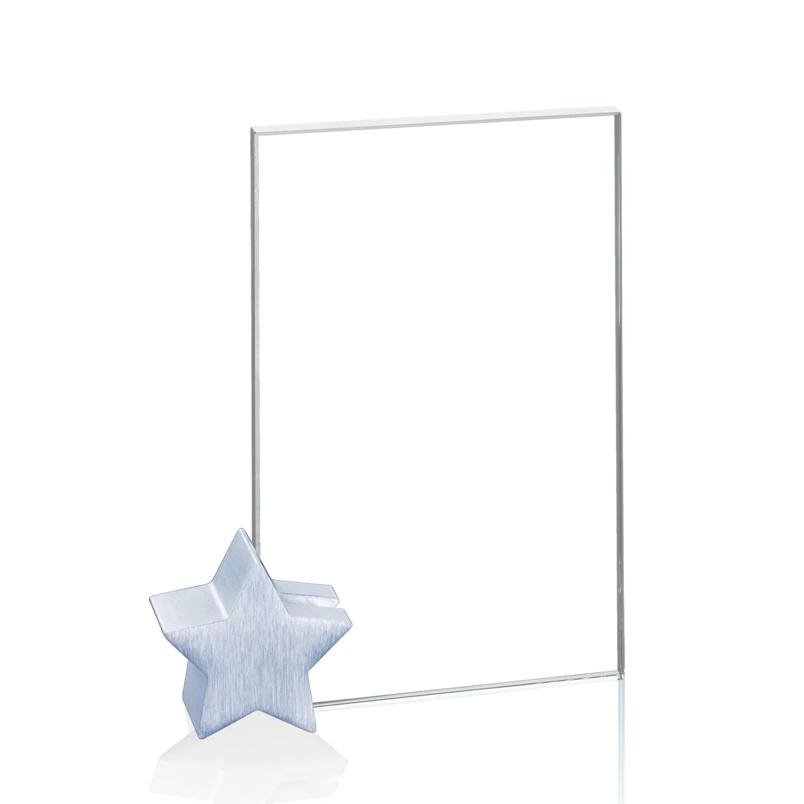 Promotional Starfire Crystal Rectangle Award on Aluminum Star Holder for employee recognition