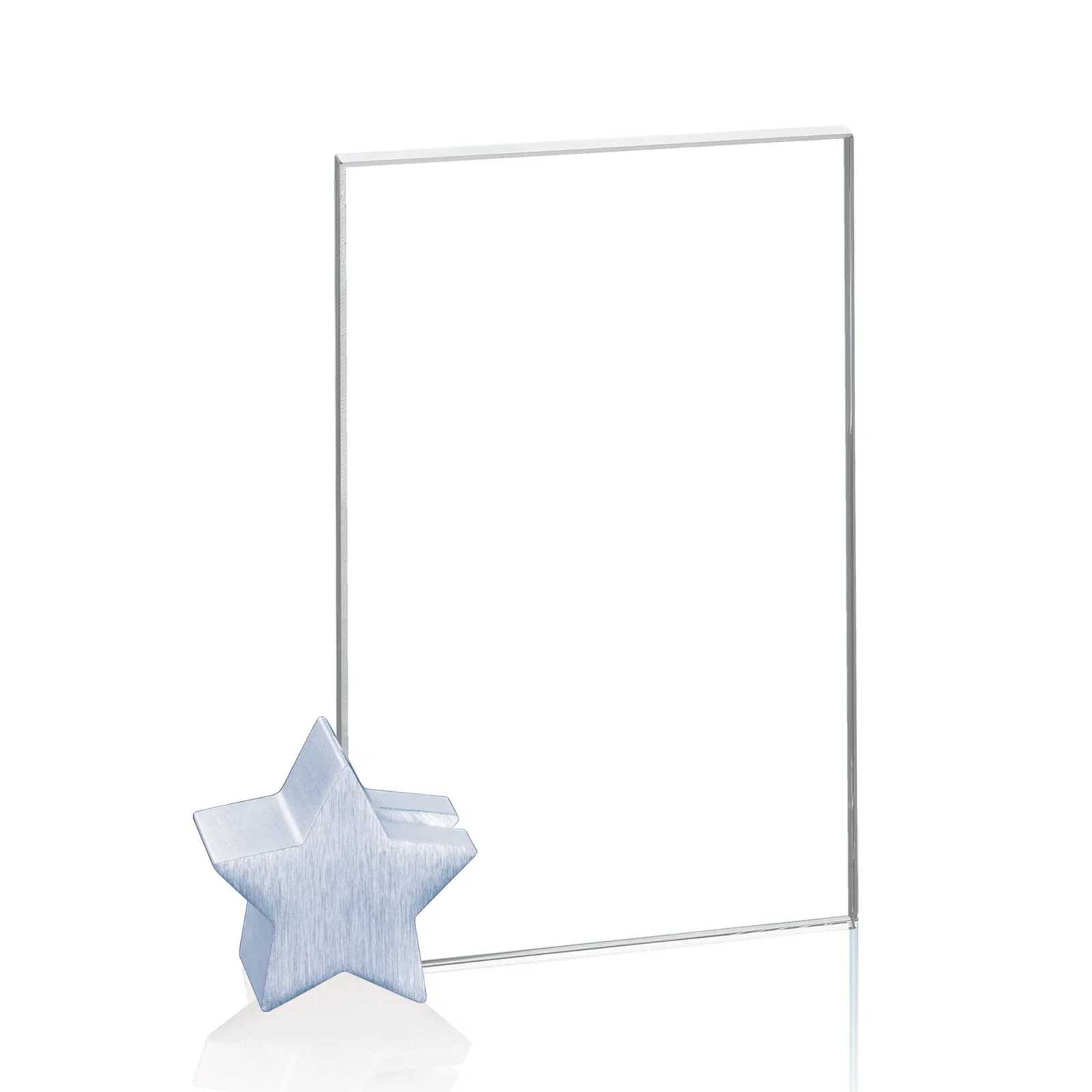 Promotional Starfire Crystal Rectangle Award on Aluminum Star Holder for corporate award ceremonies