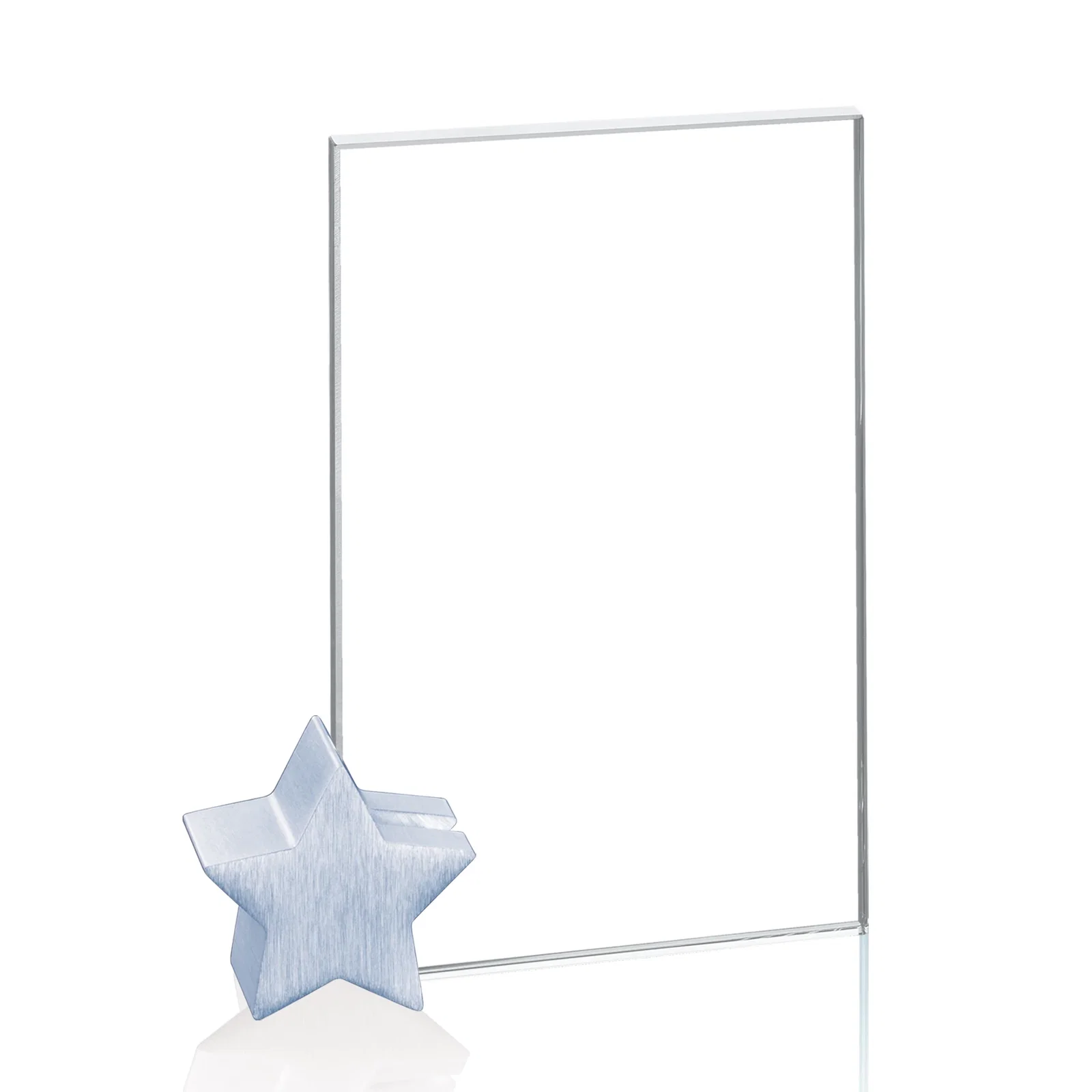 Promotional Starfire Crystal Rectangle Award on Aluminum Star Holder for service anniversary gifts