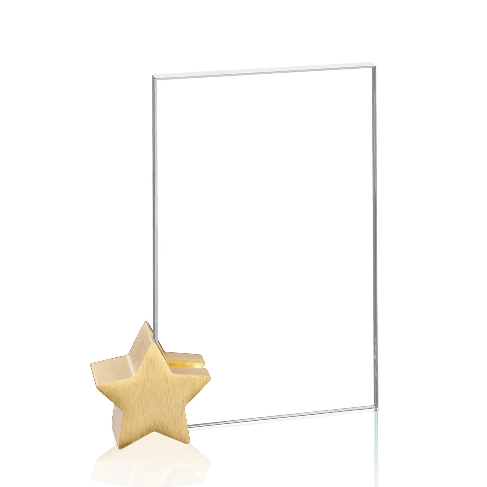 Promotional Starfire Crystal Rectangle Award on Aluminum Star Holder for retirement presentations