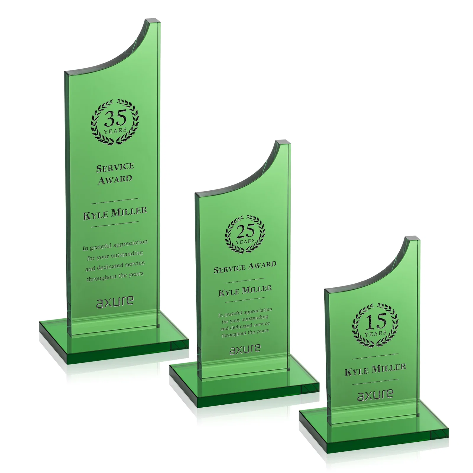 Custom Colored Optical Crystal Award with Rising Curved Silhouette, awards for employee recognition