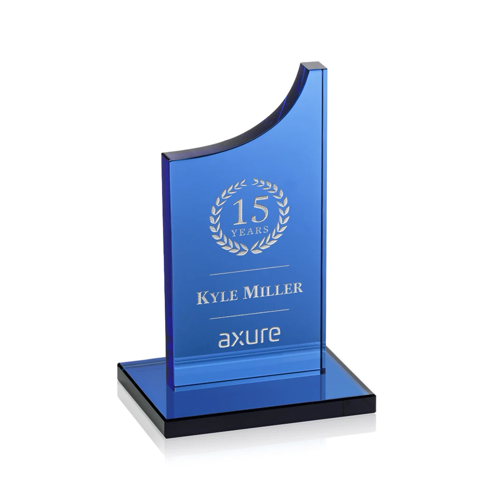 Custom Colored Optical Crystal Award with Rising Curved Silhouette, awards for volunteer appreciation