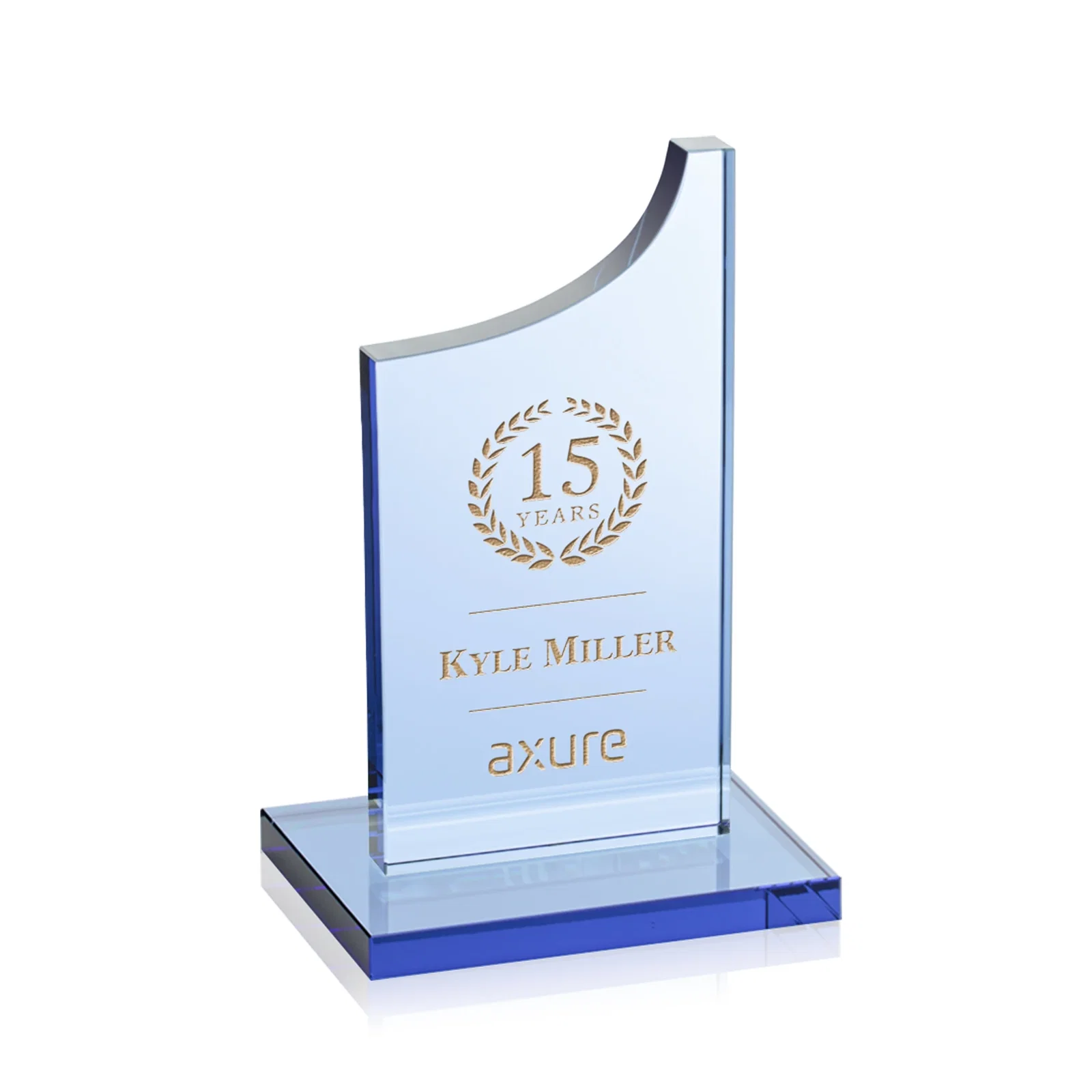 Personalized Colored Optical Crystal Award with Rising Curved Silhouette, awards for corporate award ceremonies