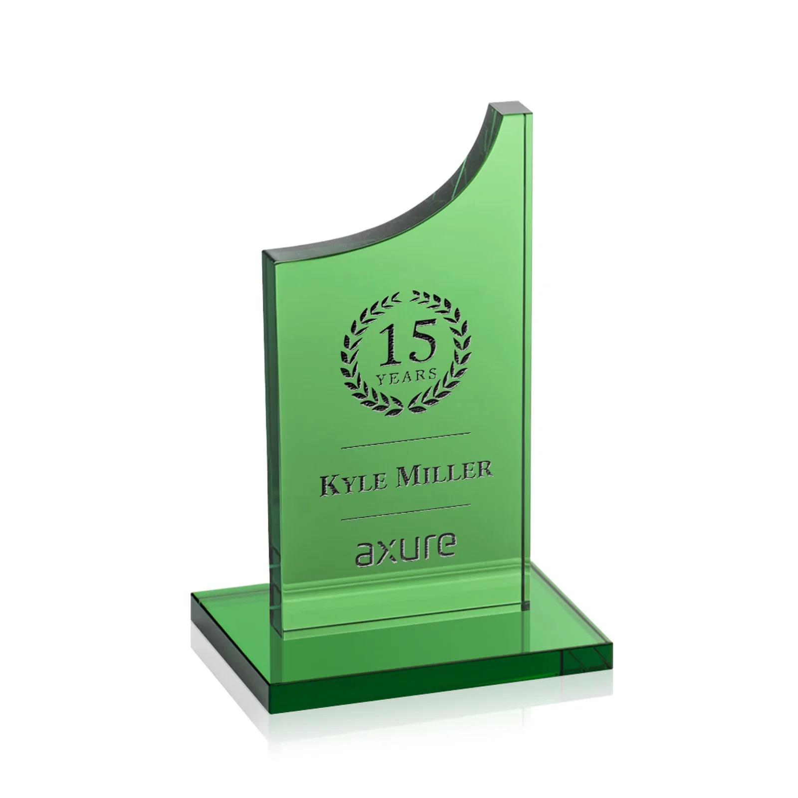 Custom Colored Optical Crystal Award with Rising Curved Silhouette, awards for corporate award ceremonies