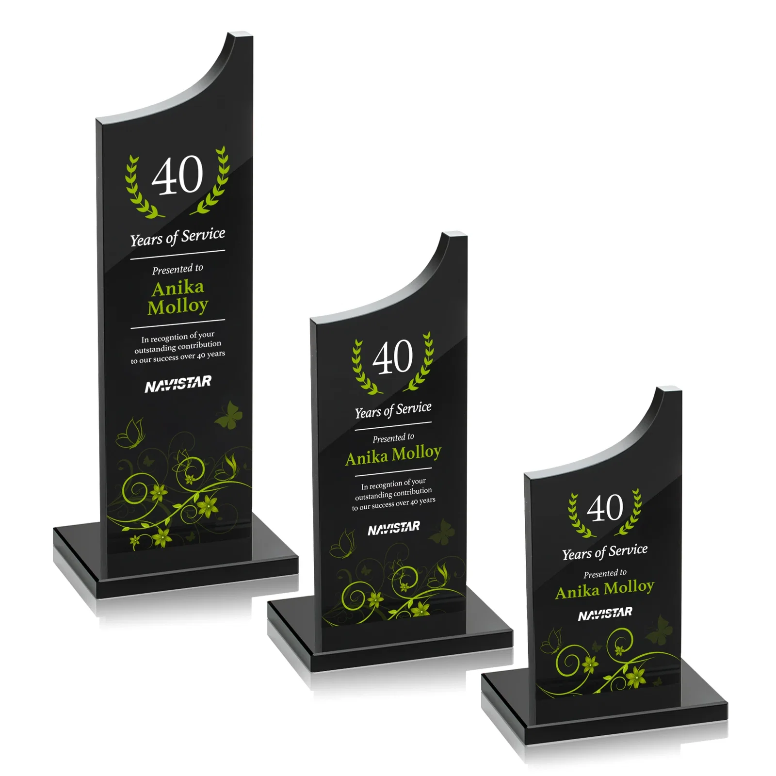 Promotional Colored Optical Crystal Award with Rising Curved Silhouette, awards for employee recognition