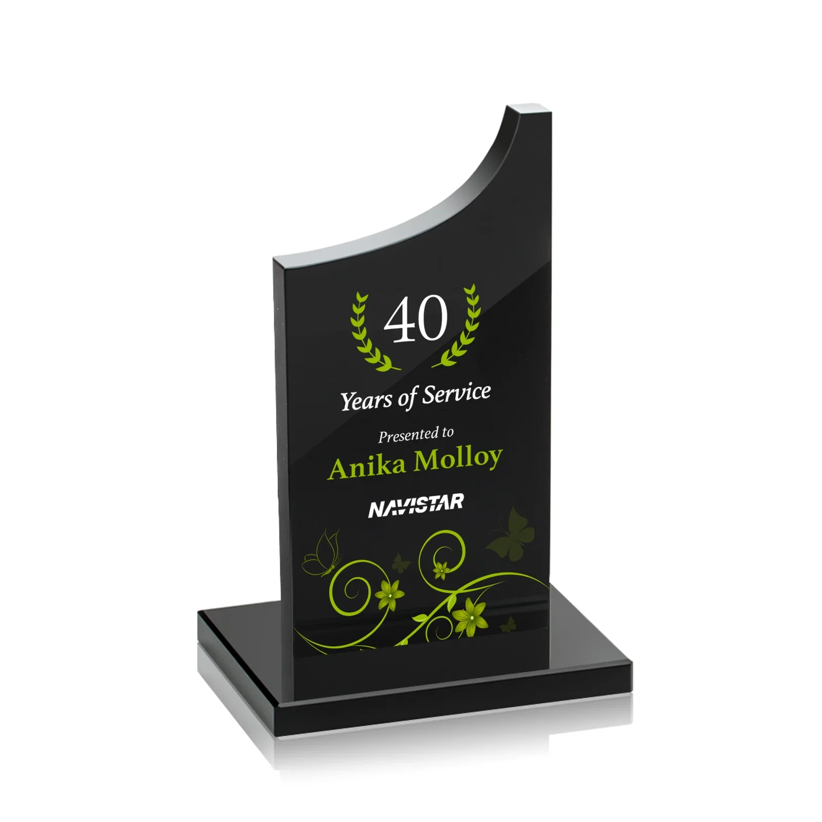 Promotional Colored Optical Crystal Award with Rising Curved Silhouette, awards for corporate award ceremonies