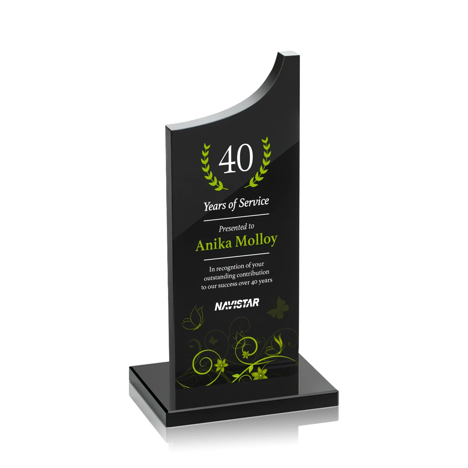 Promotional Colored Optical Crystal Award with Rising Curved Silhouette, awards for service anniversary gifts