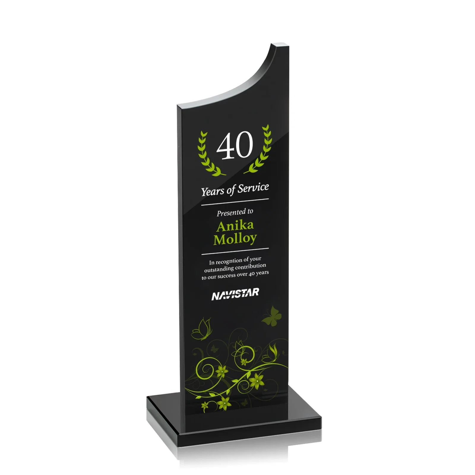 Promotional Colored Optical Crystal Award with Rising Curved Silhouette, awards for sales achievement awards