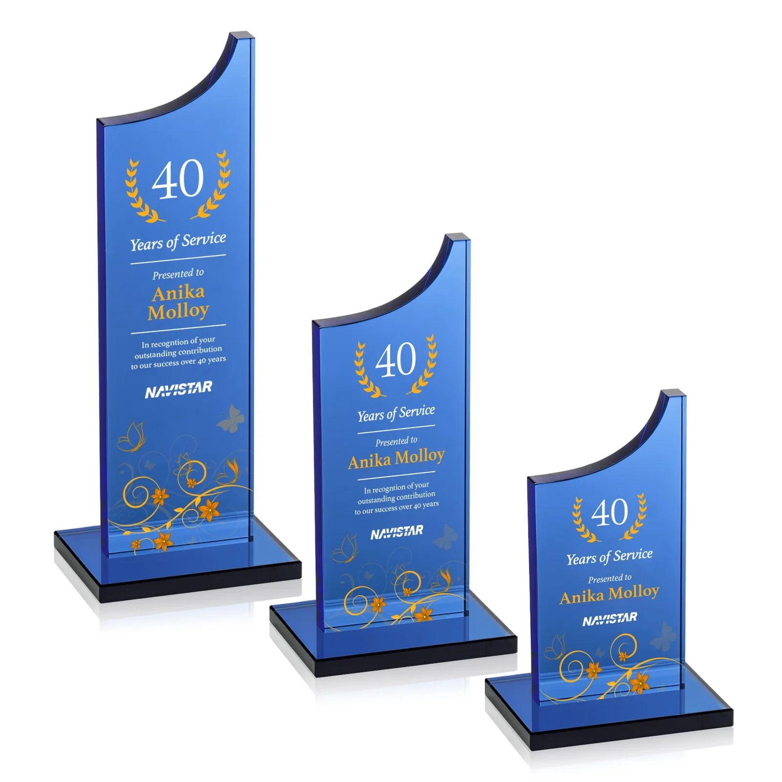 Promotional Colored Optical Crystal Award with Rising Curved Silhouette, awards for retirement presentations