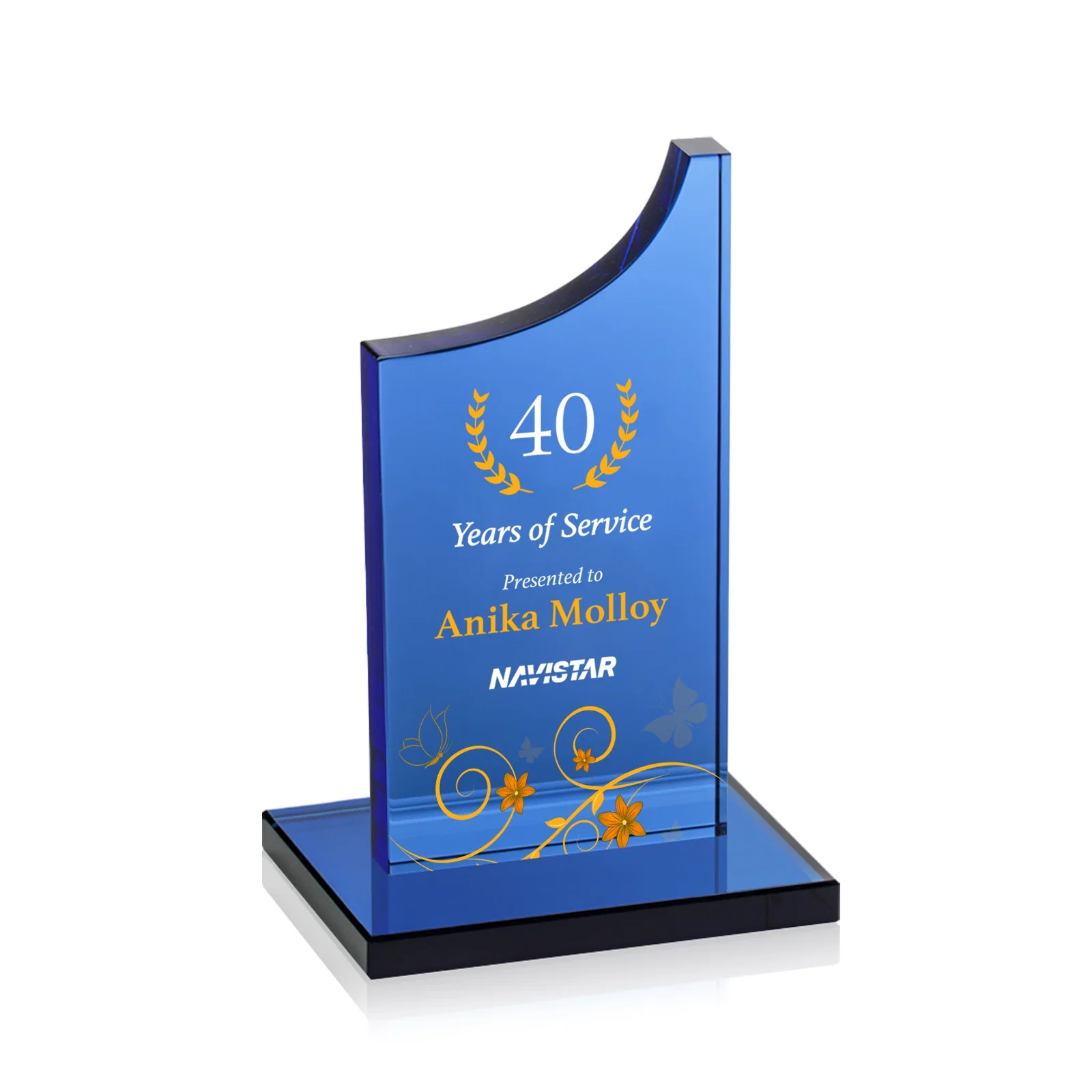 Promotional Colored Optical Crystal Award with Rising Curved Silhouette, awards for team milestone celebrations