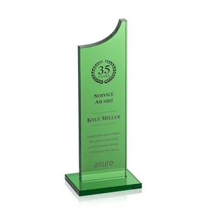 Colored Optical Crystal Award with Rising Curved Silhouette
