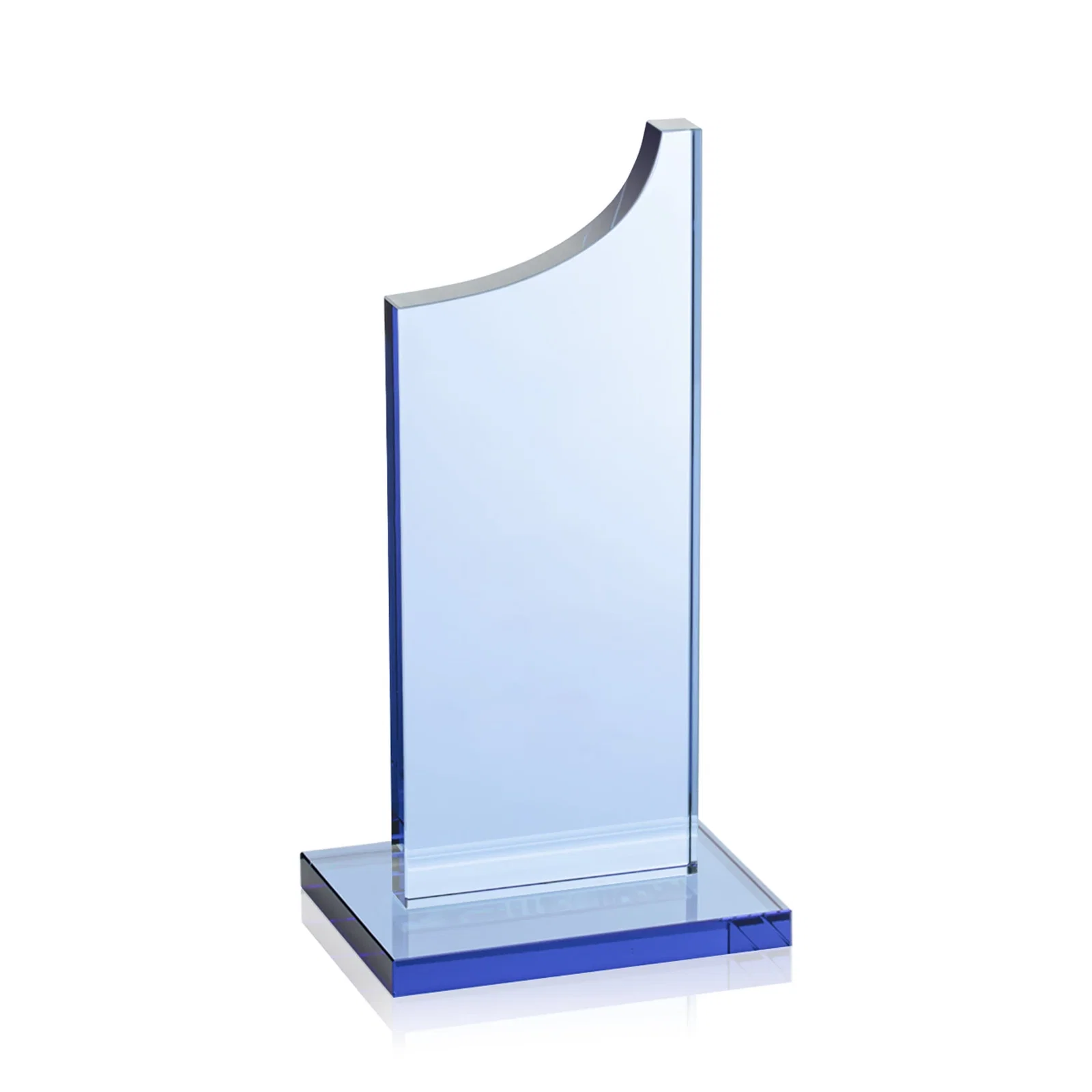 Branded Colored Optical Crystal Award with Rising Curved Silhouette, awards for team milestone celebrations