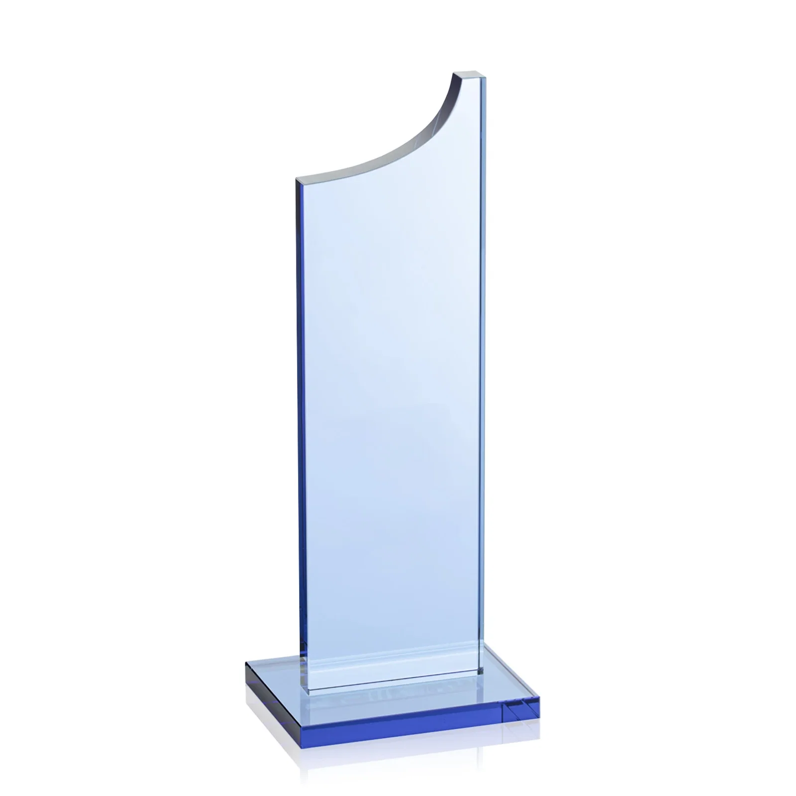 Branded Colored Optical Crystal Award with Rising Curved Silhouette, awards for donor appreciation