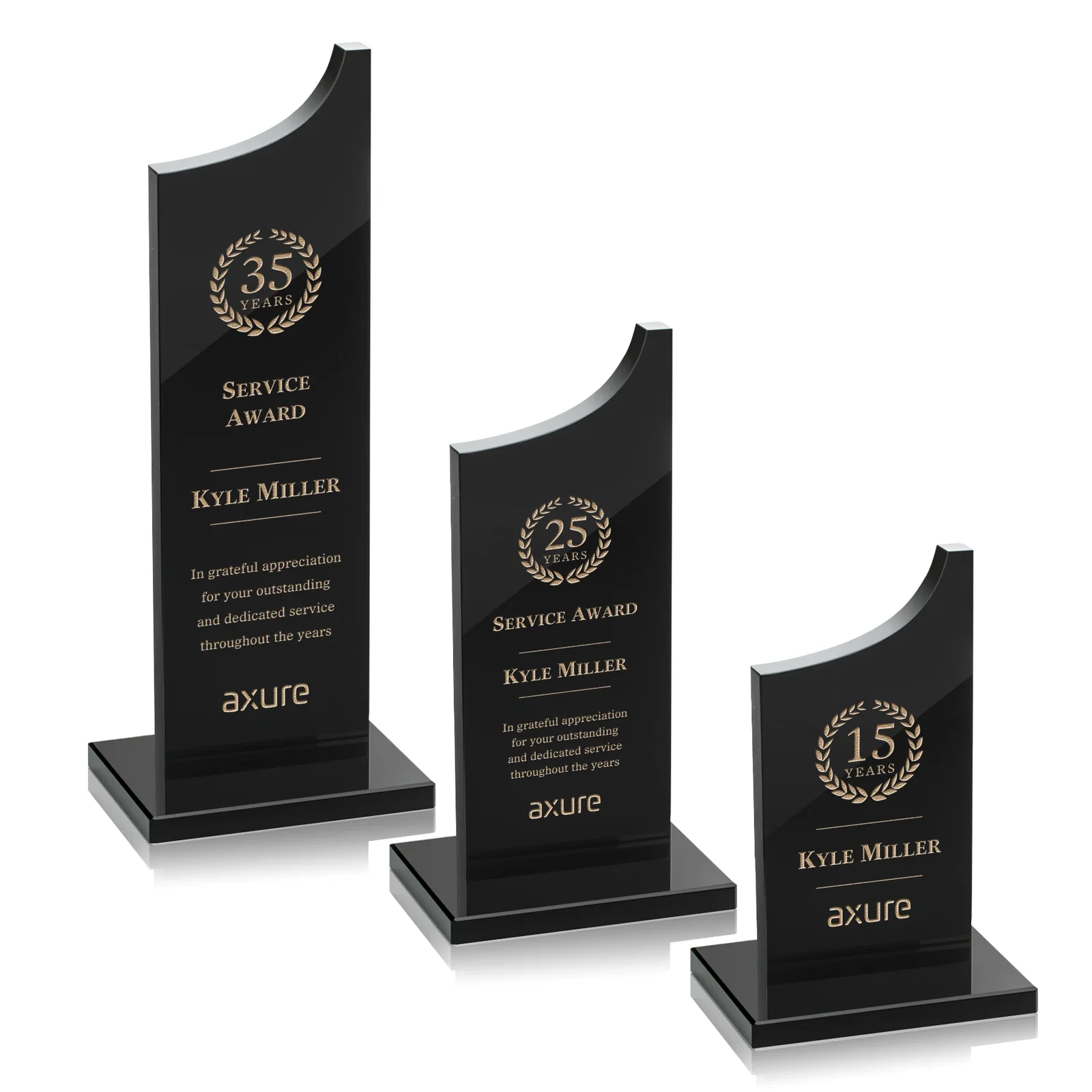 Custom Colored Optical Crystal Award with Rising Curved Silhouette, awards for retirement presentations