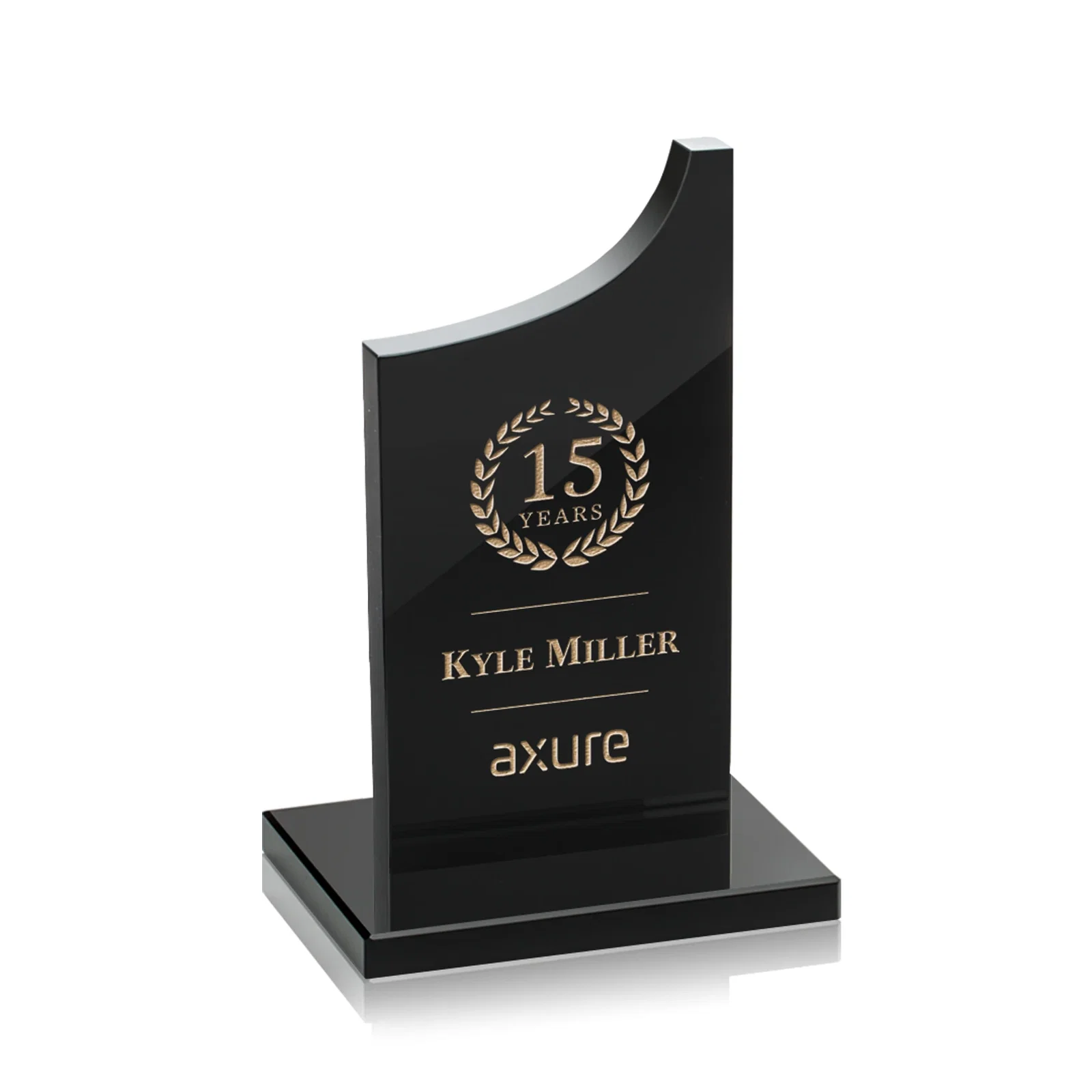 Custom Colored Optical Crystal Award with Rising Curved Silhouette, awards for team milestone celebrations