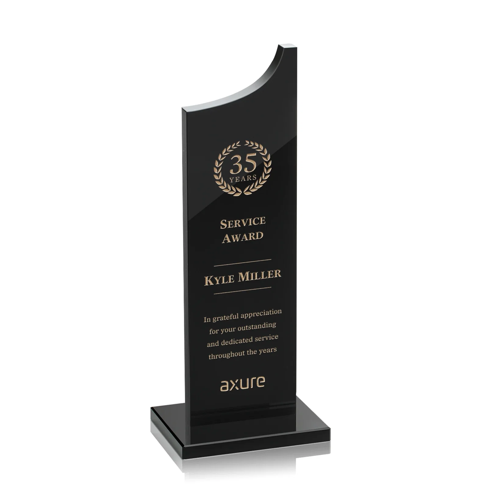 Custom Colored Optical Crystal Award with Rising Curved Silhouette, awards for graduation ceremonies