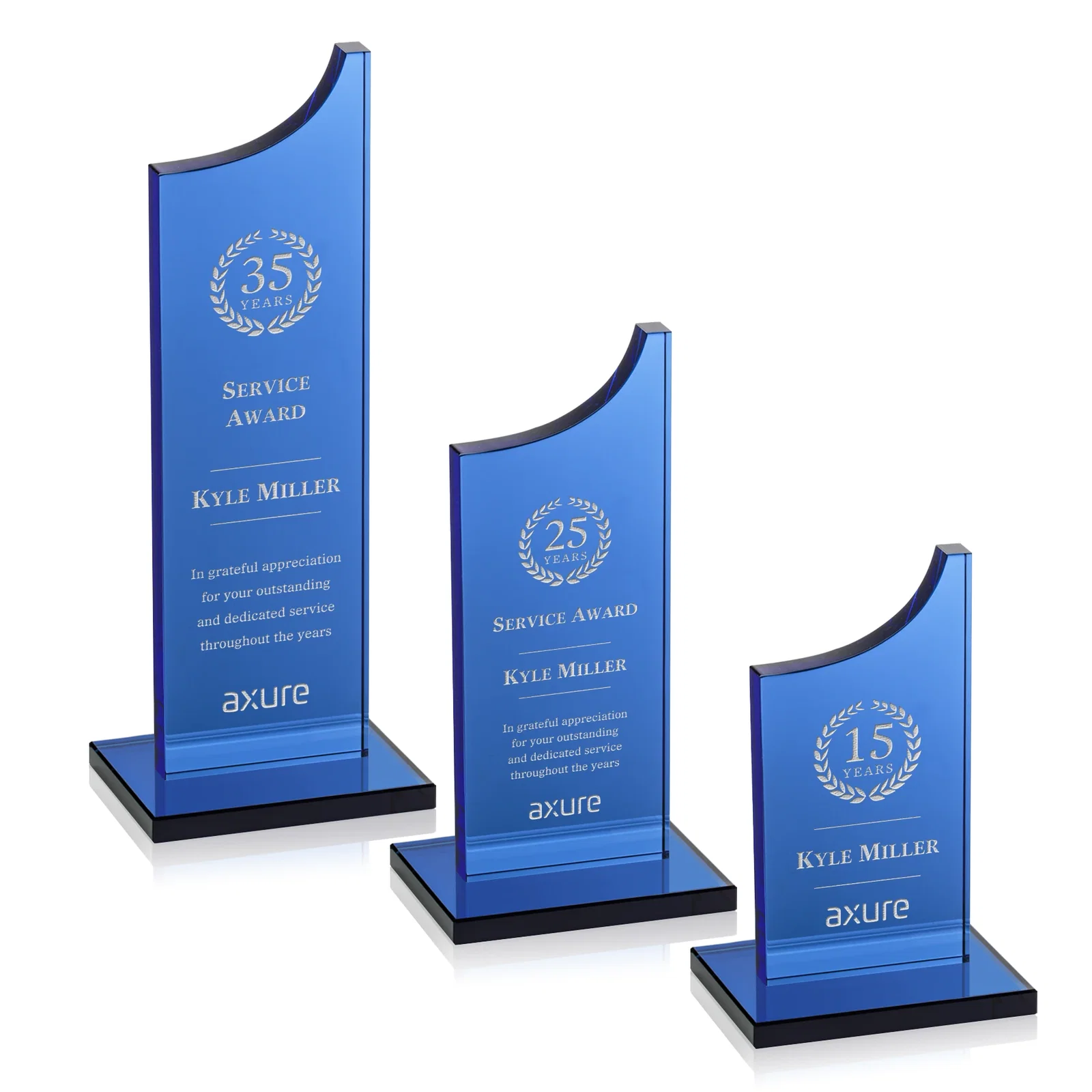 Custom Colored Optical Crystal Award with Rising Curved Silhouette, awards for safety achievement programs