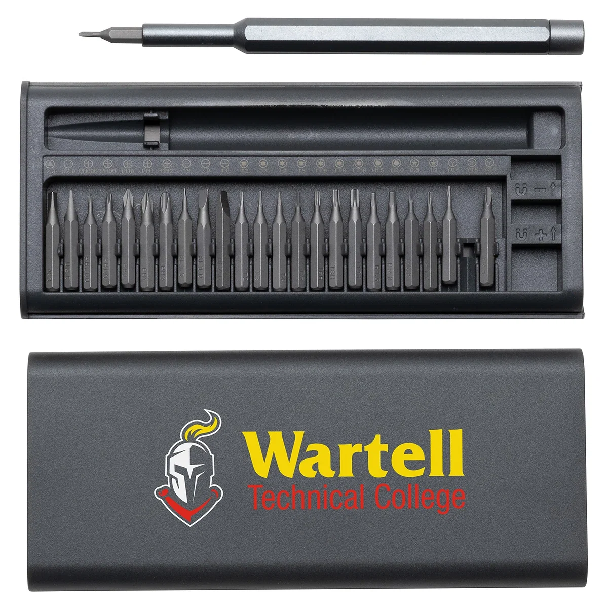 Best Buddy Tools 25-in-1 Precision Screwdriver Kit in use, branded screwdriver driving a screw